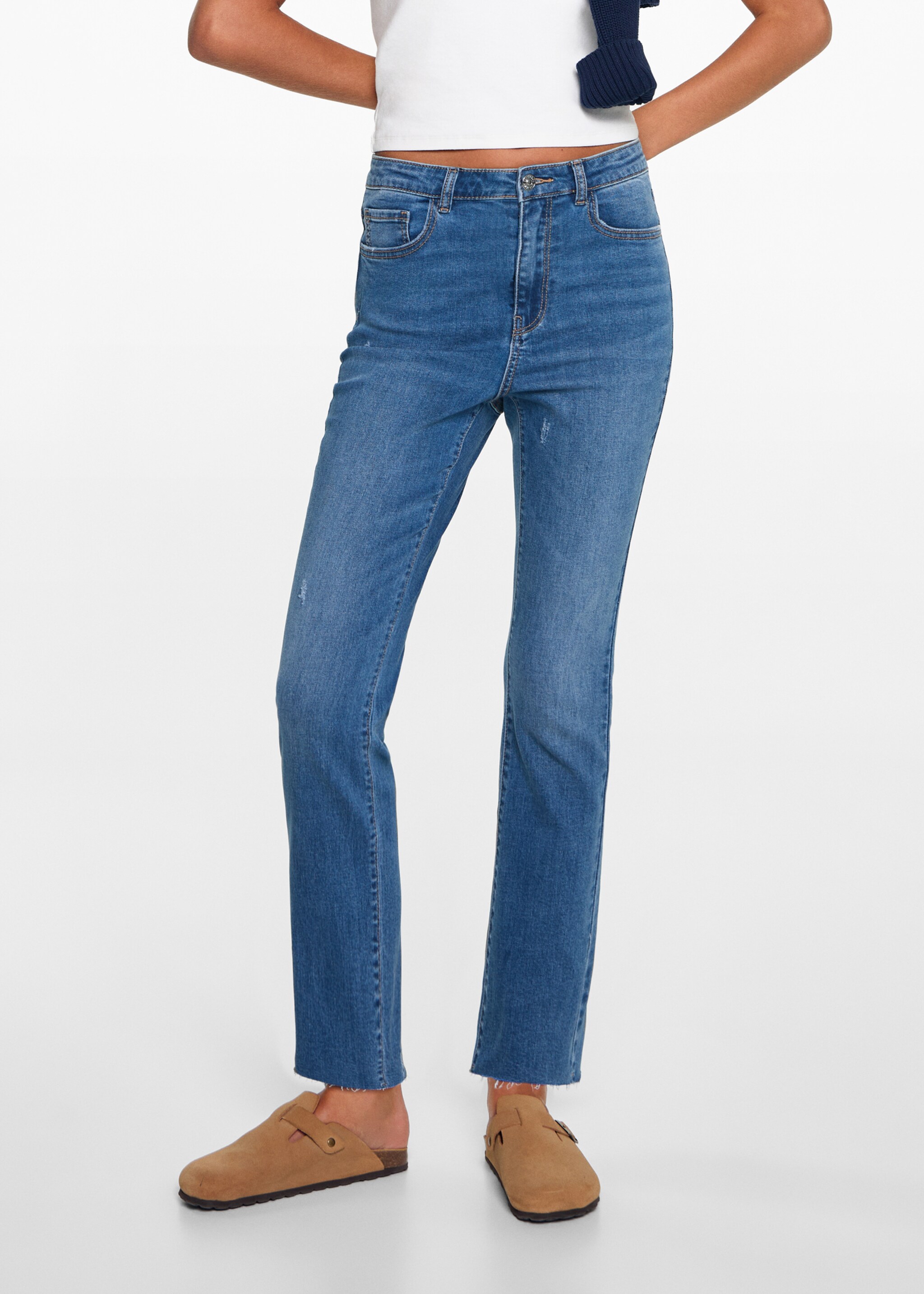 Slim-fit jeans - Details of the article 1, Medium Blue. Ref: 77014014-00.