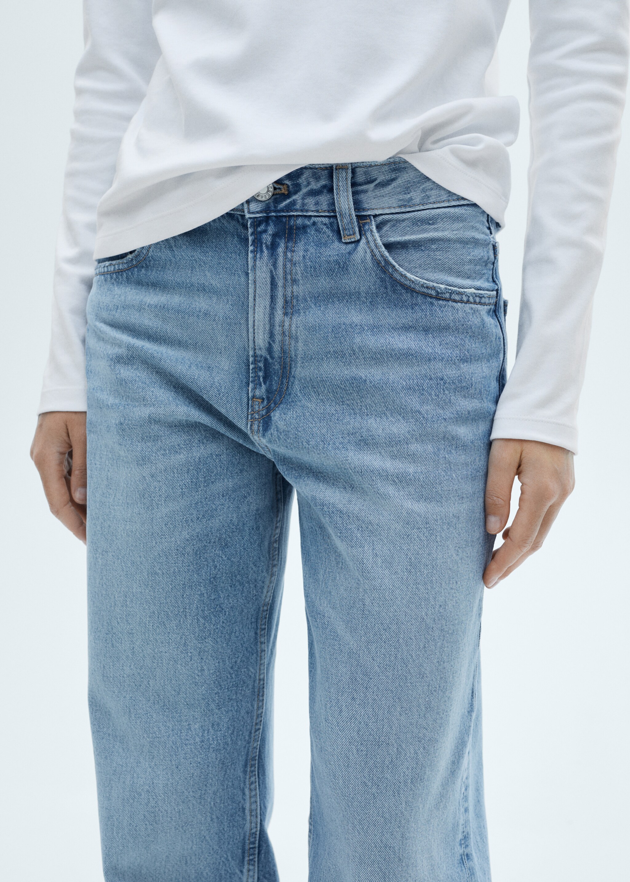 Gerade Jeans Miami mit mittlerer Bundhöhe - Detail des Artikels 6, Mittelblau. Ref: 77014019-00.