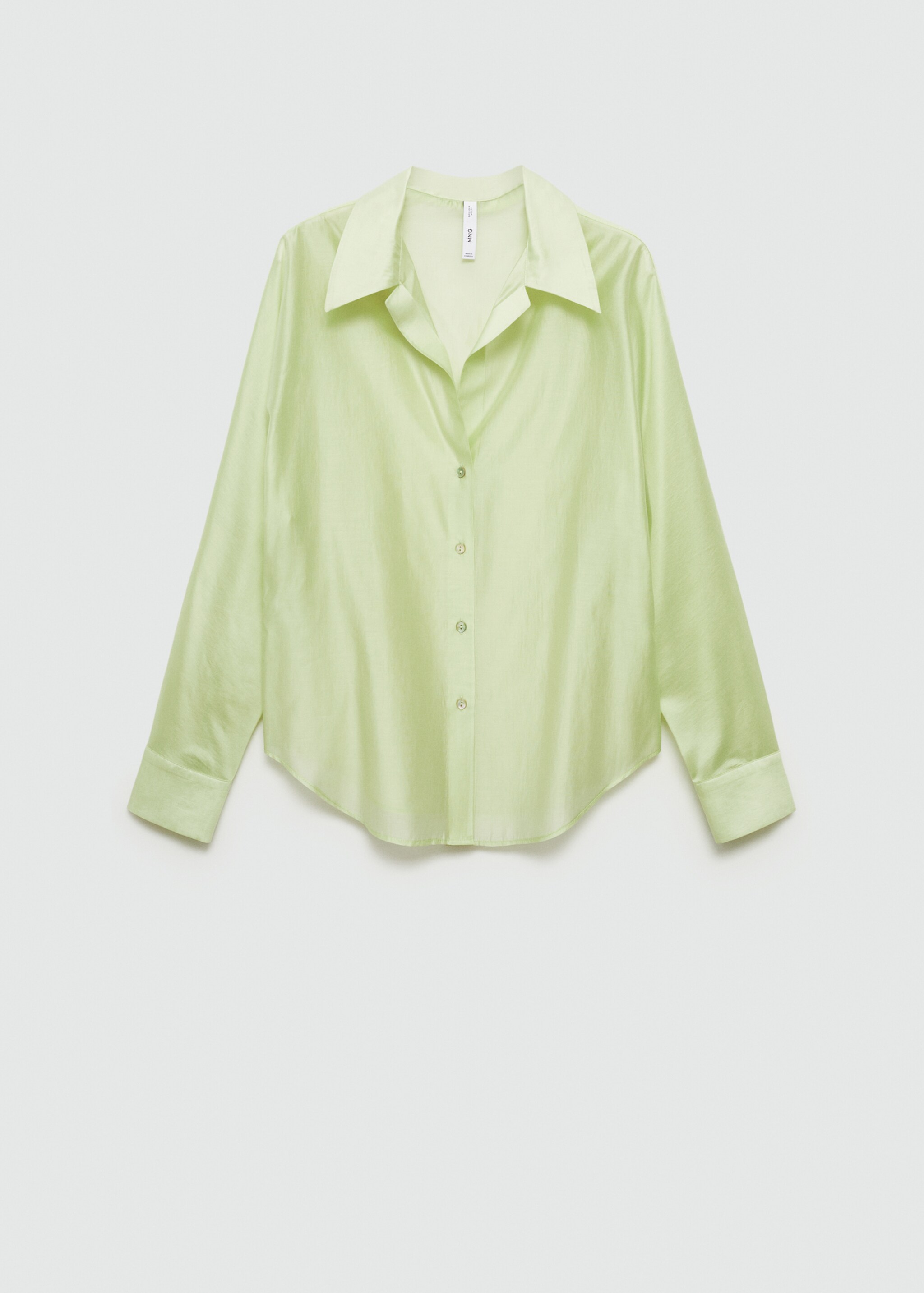 Satin lyocell shirt - Article without model, Green. Ref: 77014023-00.