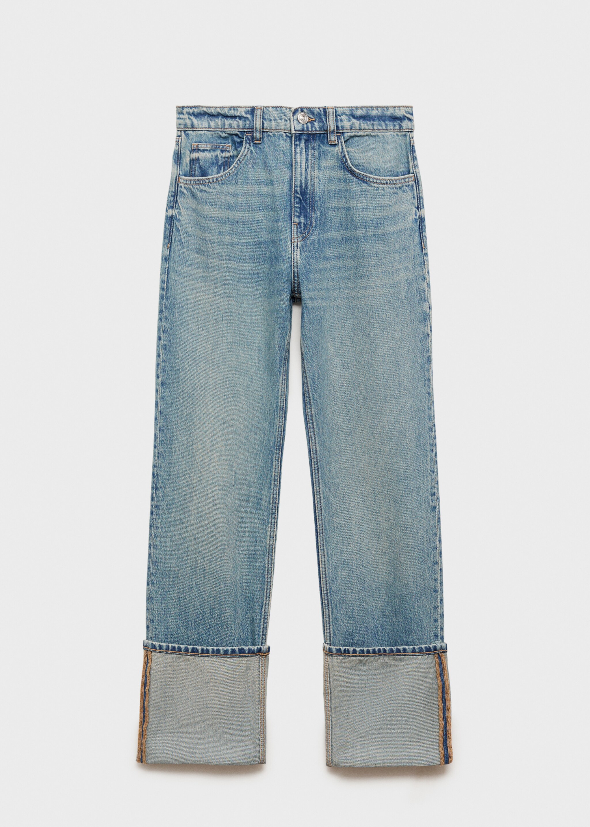 Straight jeans with turn-up - Article without model, Medium Blue. Ref: 77014028-00.