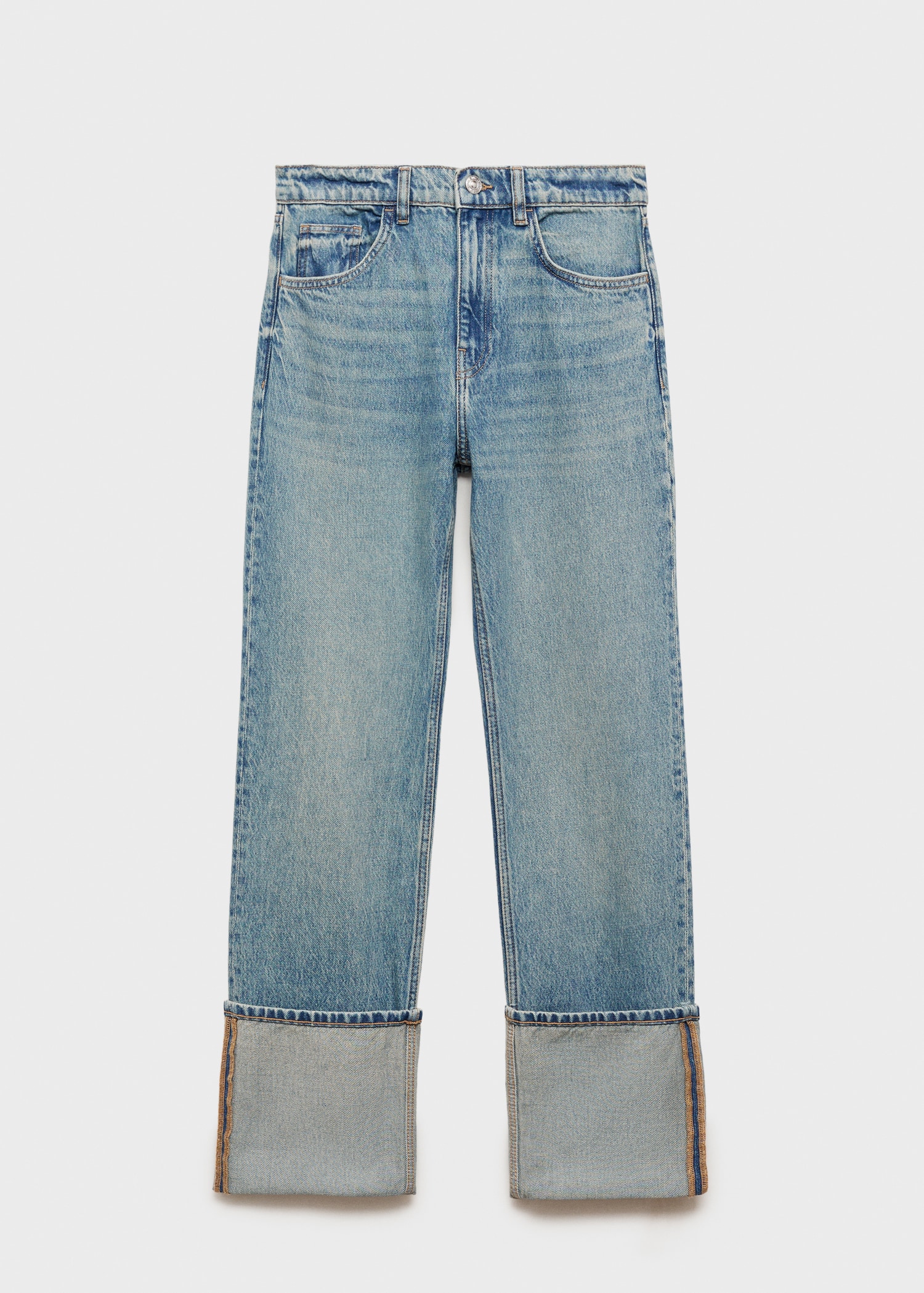 Straight jeans with turn-up - Article without model