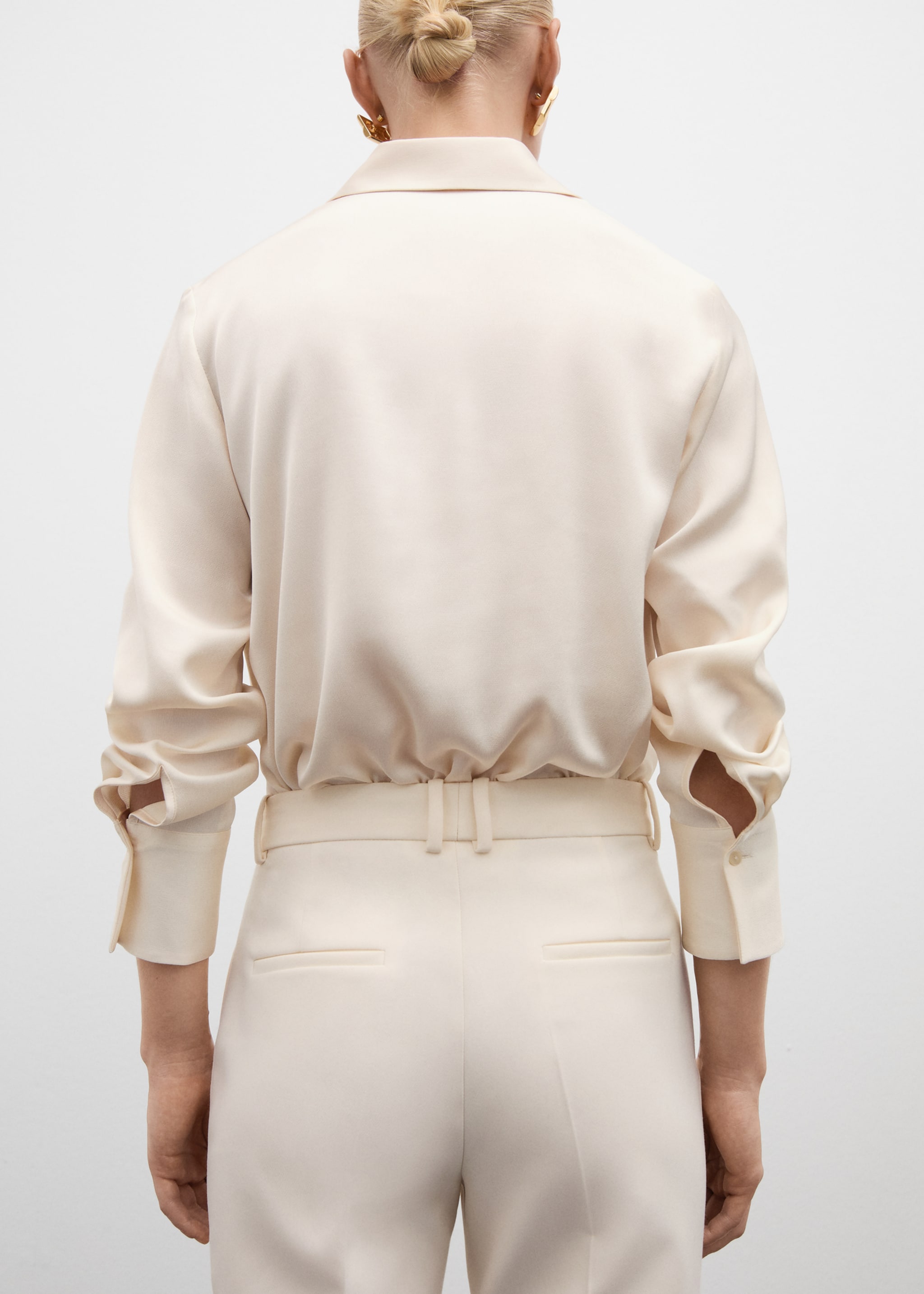 Satin finish flowy shirt - Reverse of the article, Off White. Ref: 77014032-00.