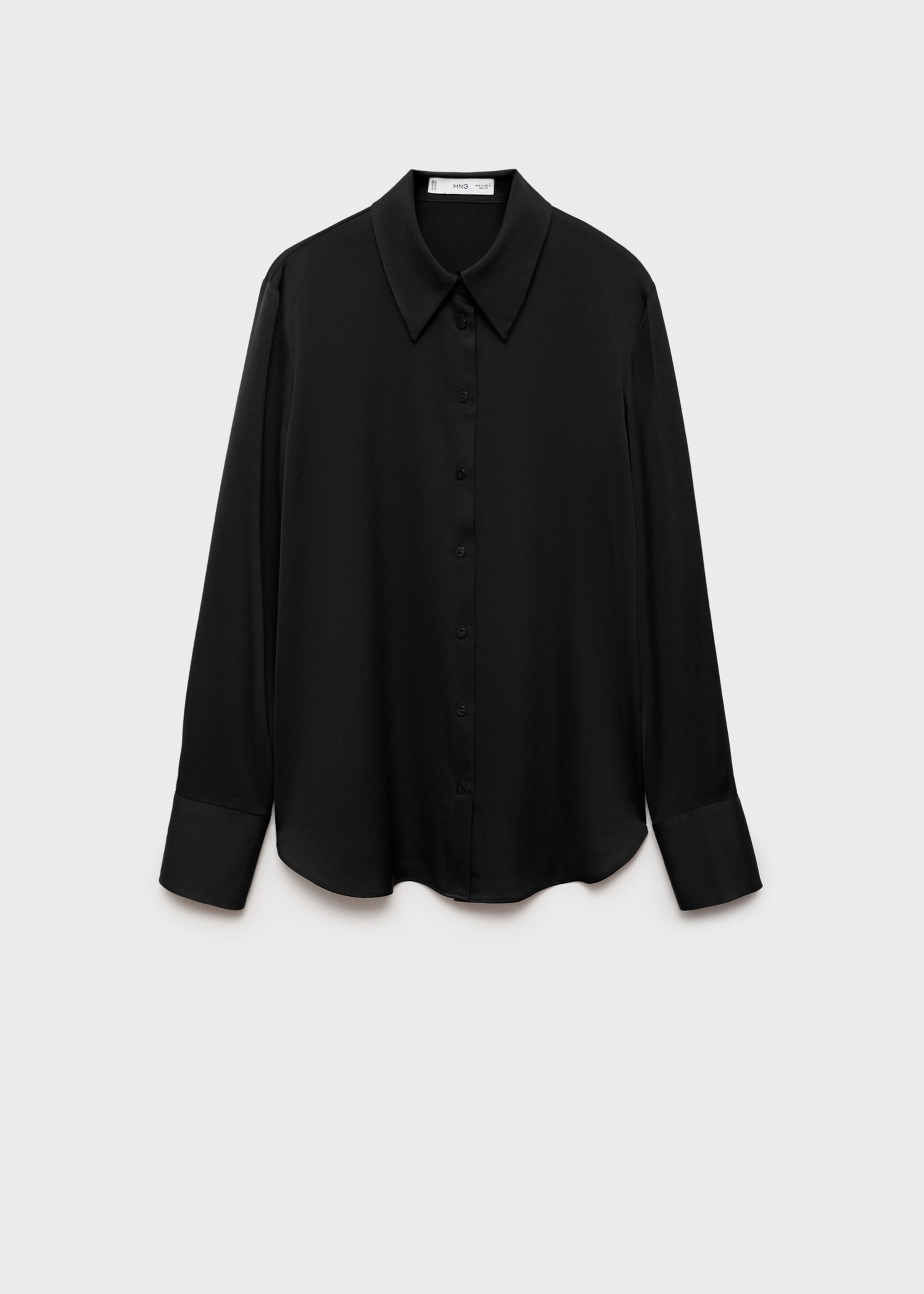 Satin finish flowy shirt - Article without model, Black. Ref: 77014032-00.