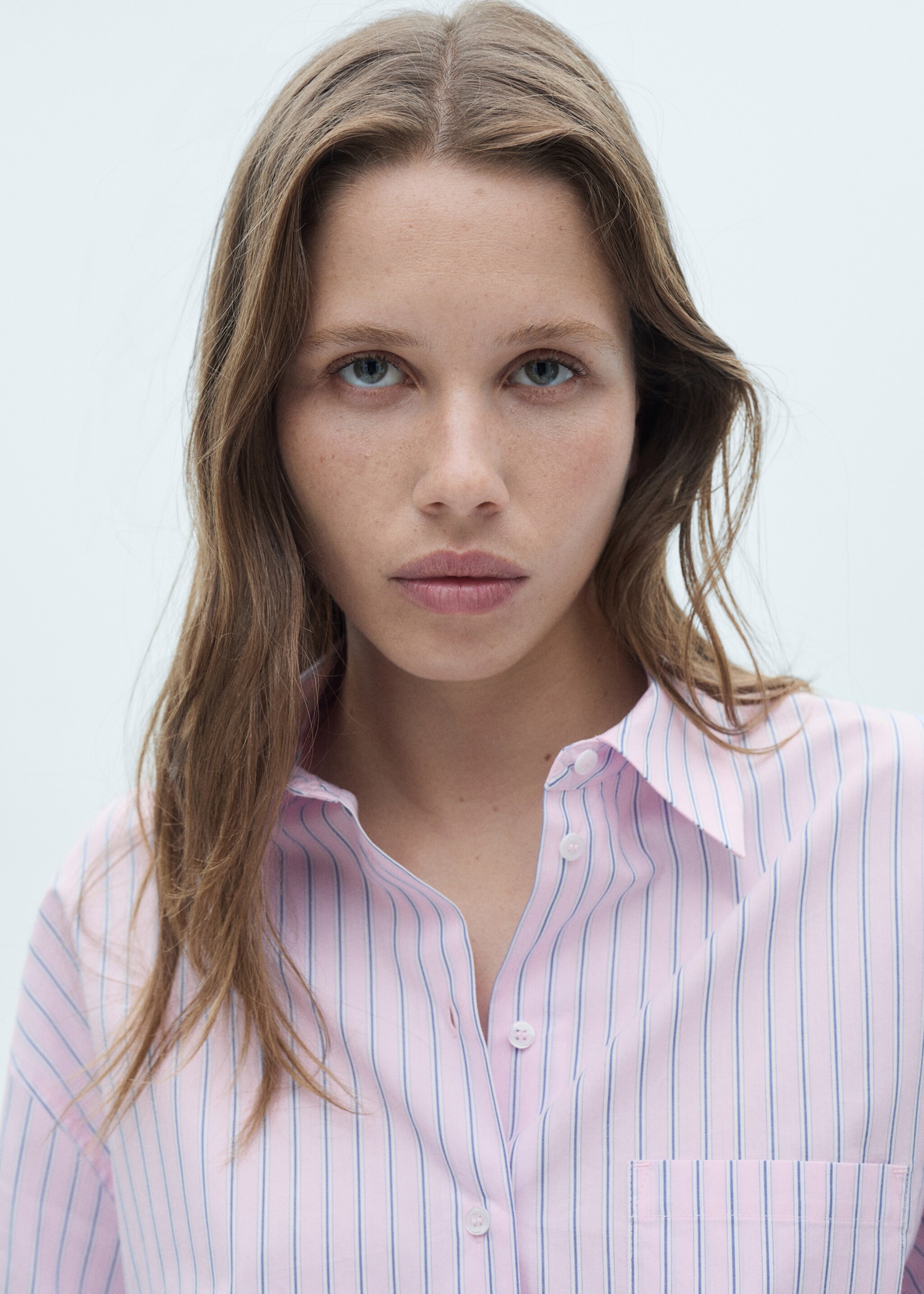 Striped cotton shirt - Details of the article 1, Pink. Ref: 77014033-00.
