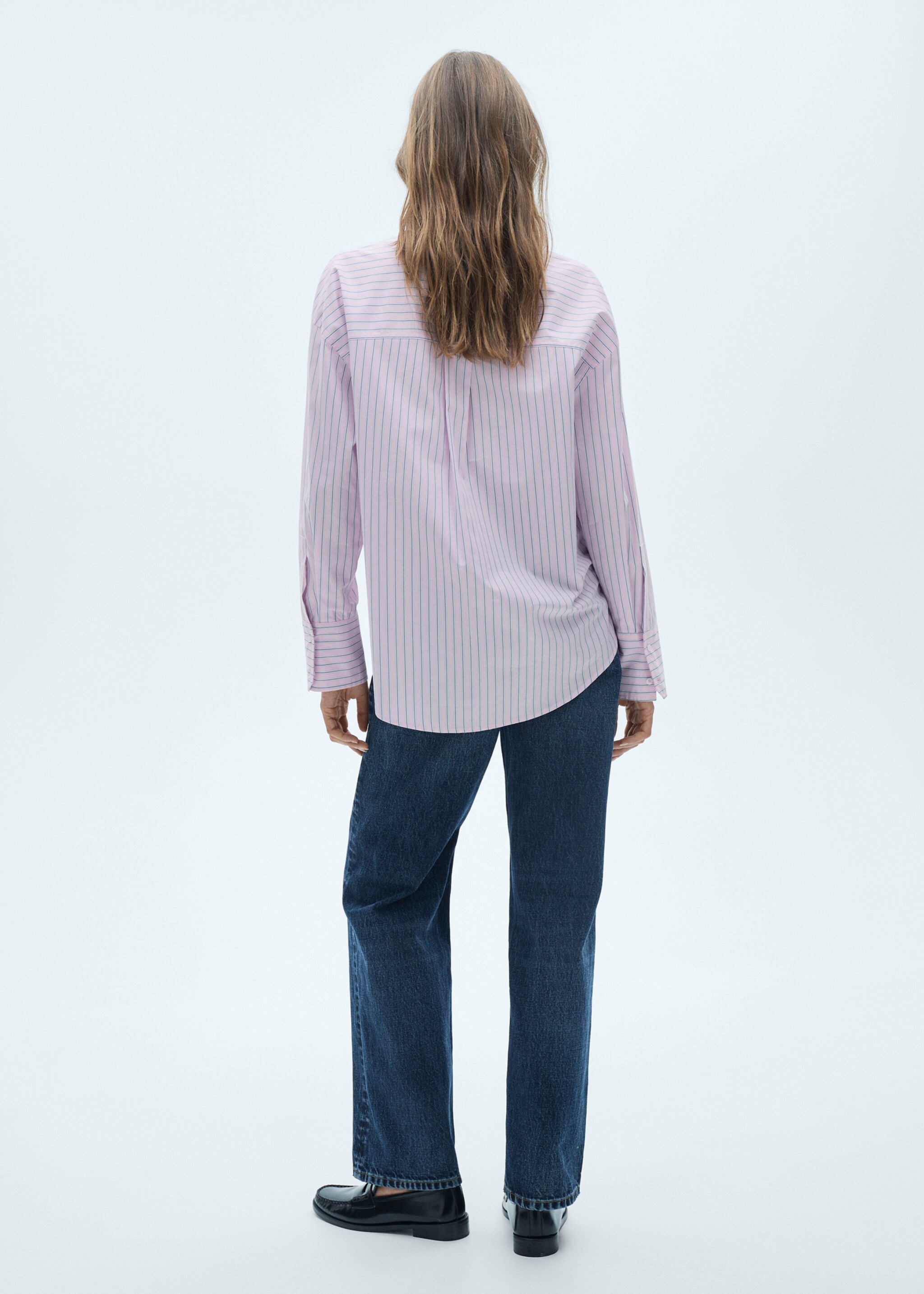 Striped cotton shirt - Reverse of the article, Pink. Ref: 77014033-00.