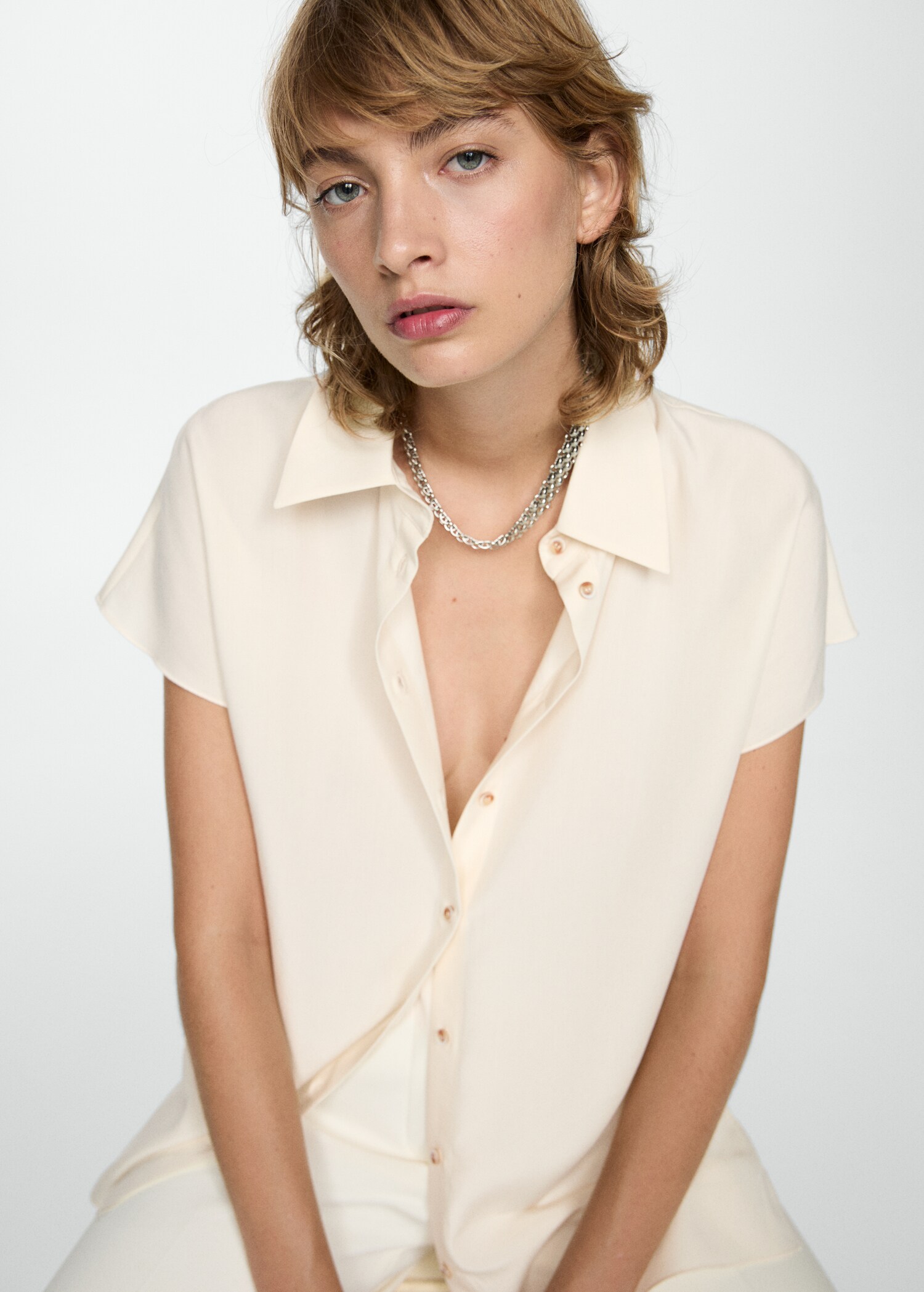 Short-sleeved lyocell shirt - Medium plane