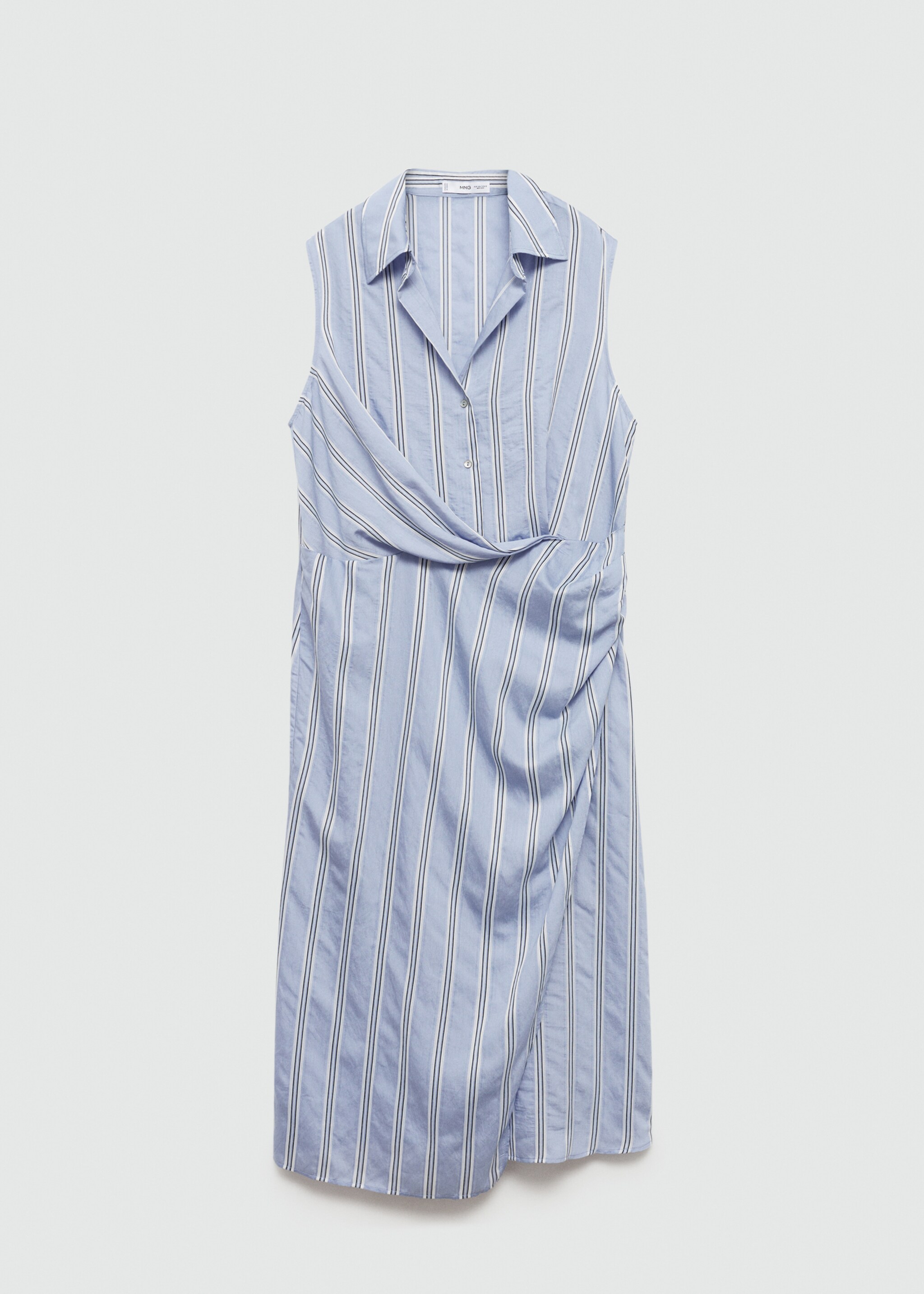 Draped shirt dress - Article without model, Blue. Ref: 77014035-00.