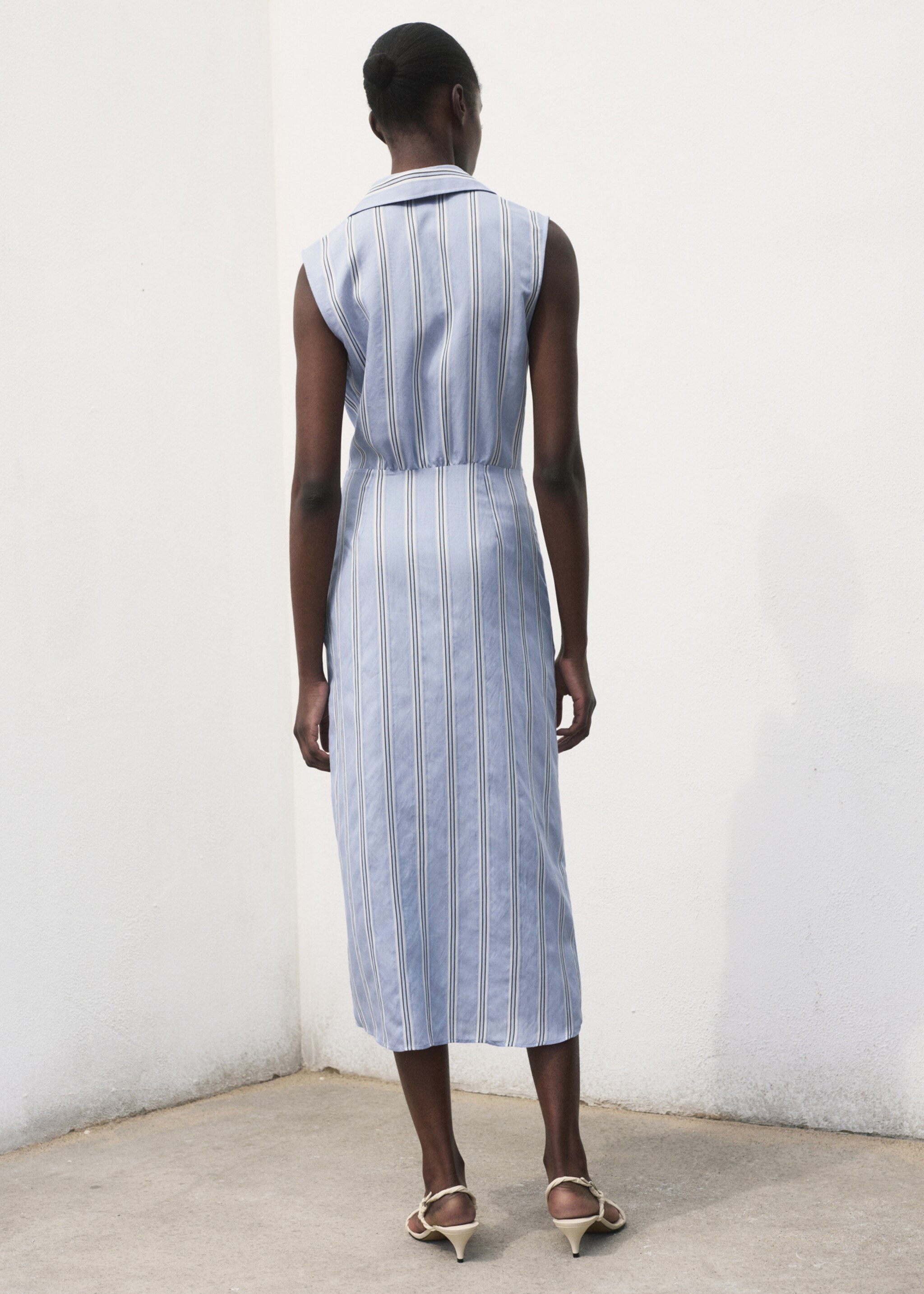 Draped shirt dress - Reverse of the article, Blue. Ref: 77014035-00.