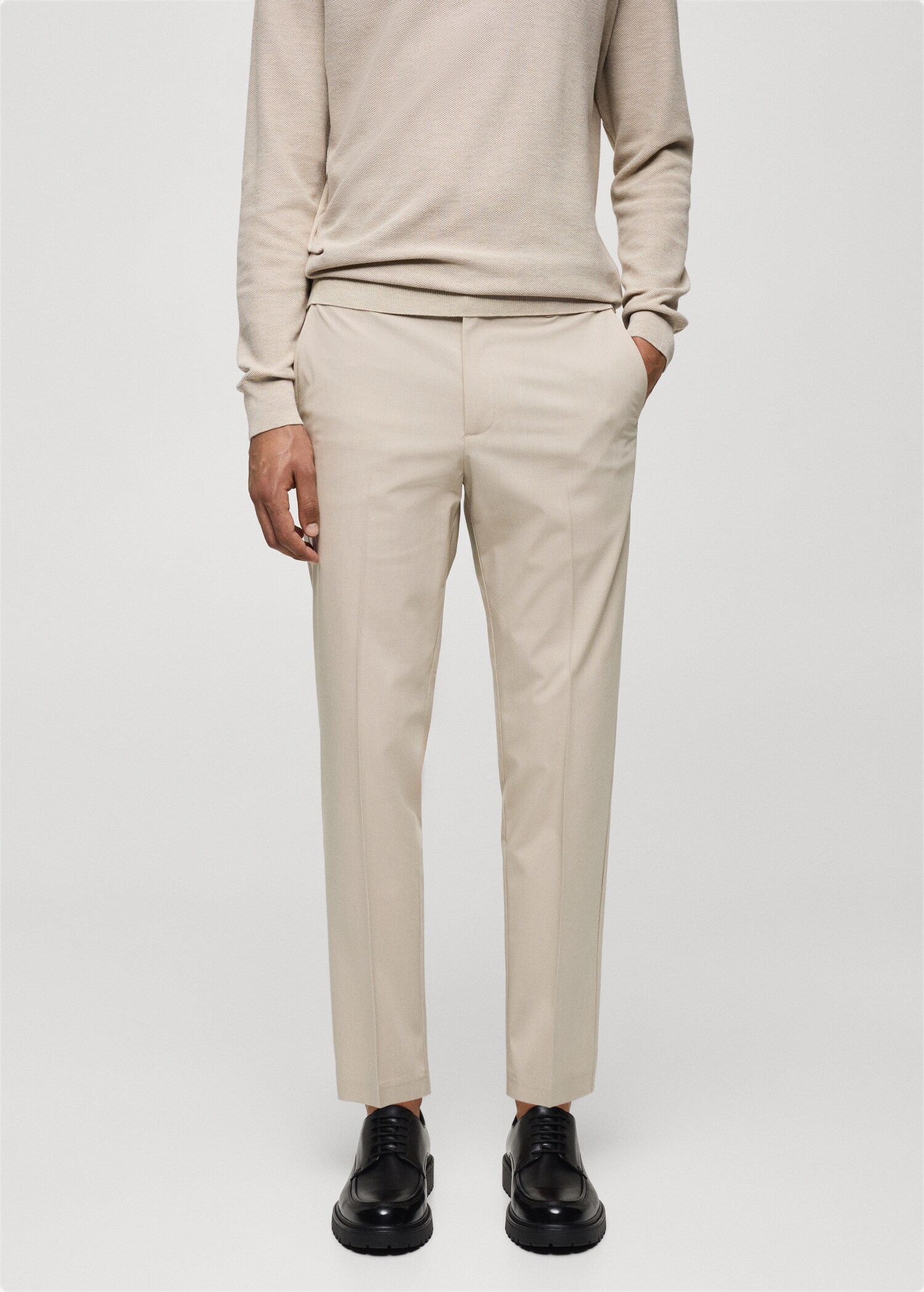 Stretch fabric slim-fit trousers - Medium plane