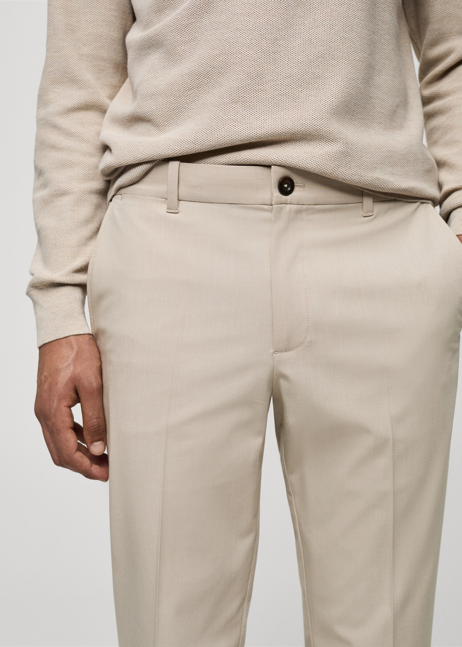 Stretch fabric slim-fit trousers - Details of the article 1