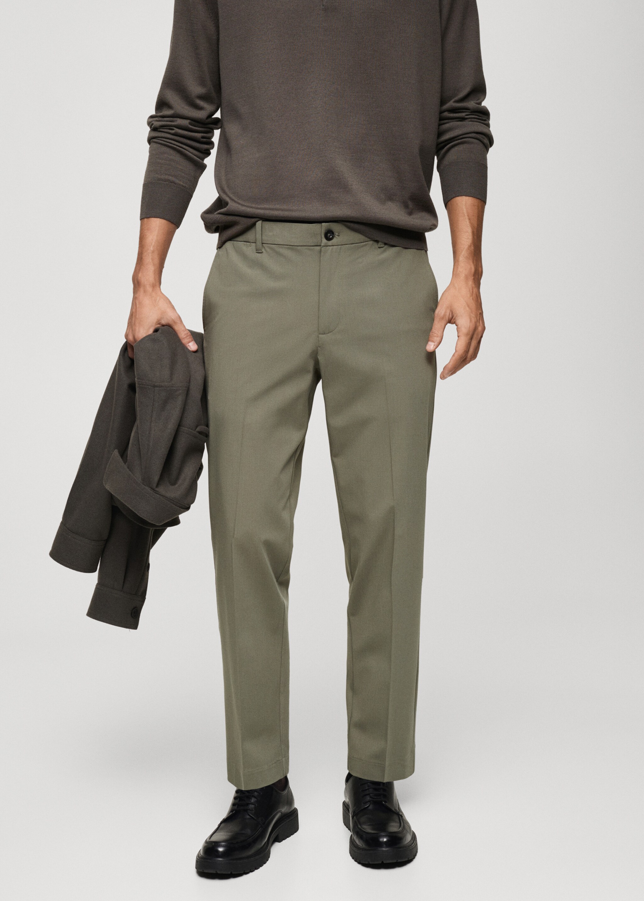 Pantalón slim fit comfort stretch - Plano medio, Verde pastel. Ref: 77014436-00.