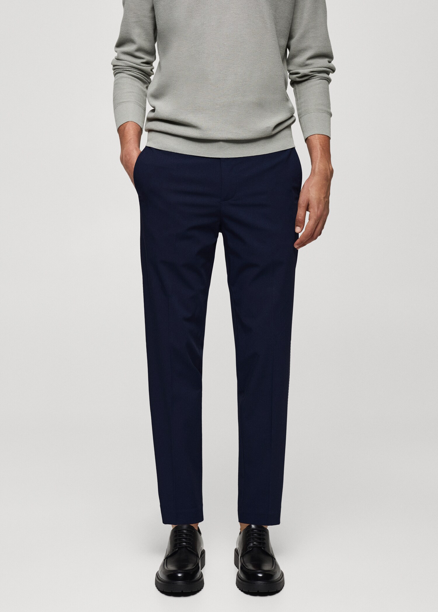 Stretch fabric slim-fit trousers - Medium plane
