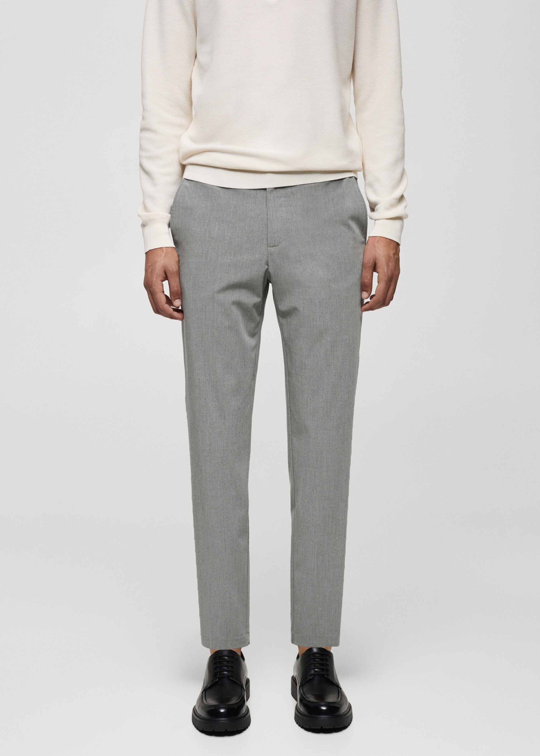 Comfort stretch slim-fit broek - Middenvlak, Grijs. Ref: 77014436-00.