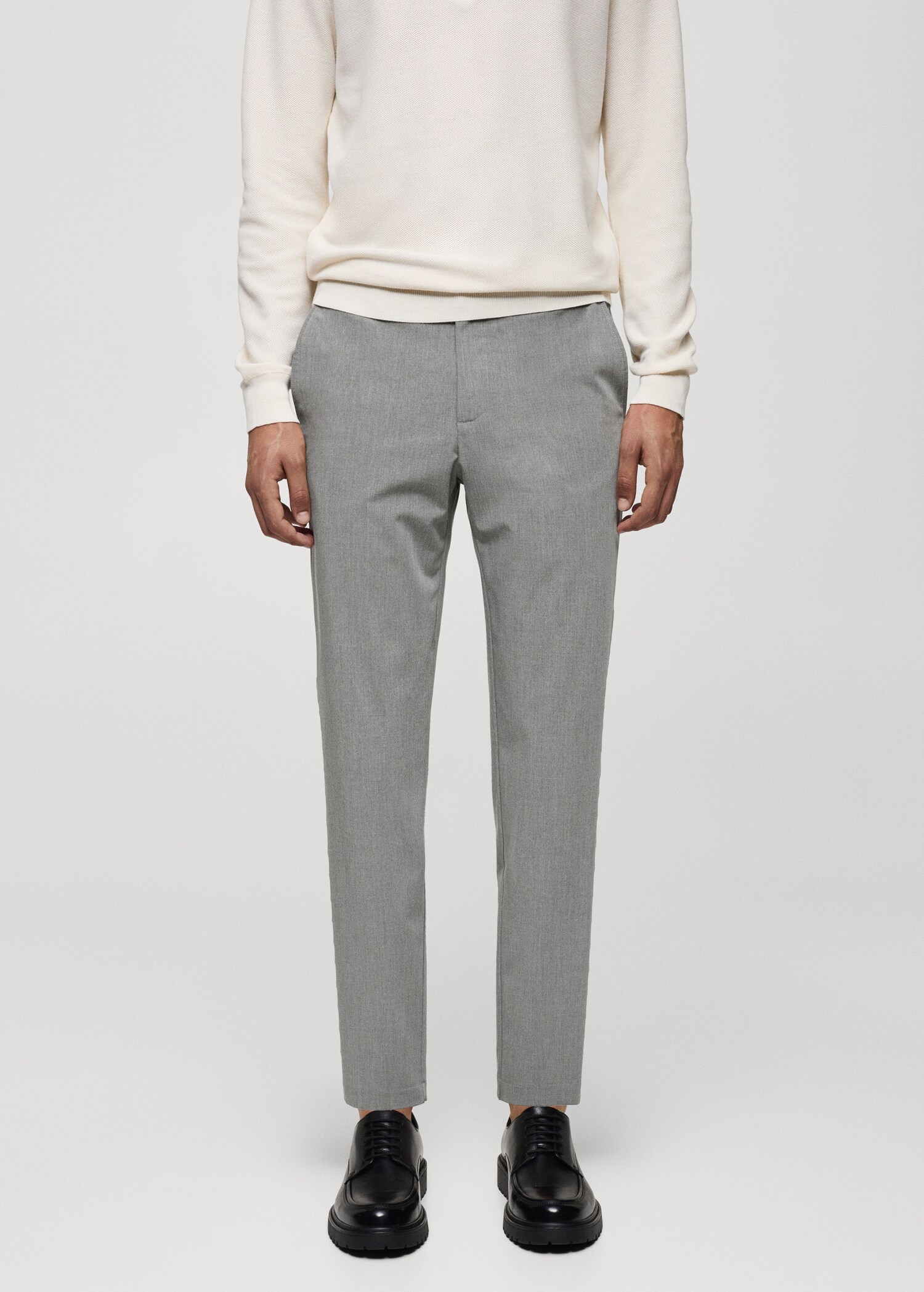 Stretch fabric slim-fit trousers - Medium plane