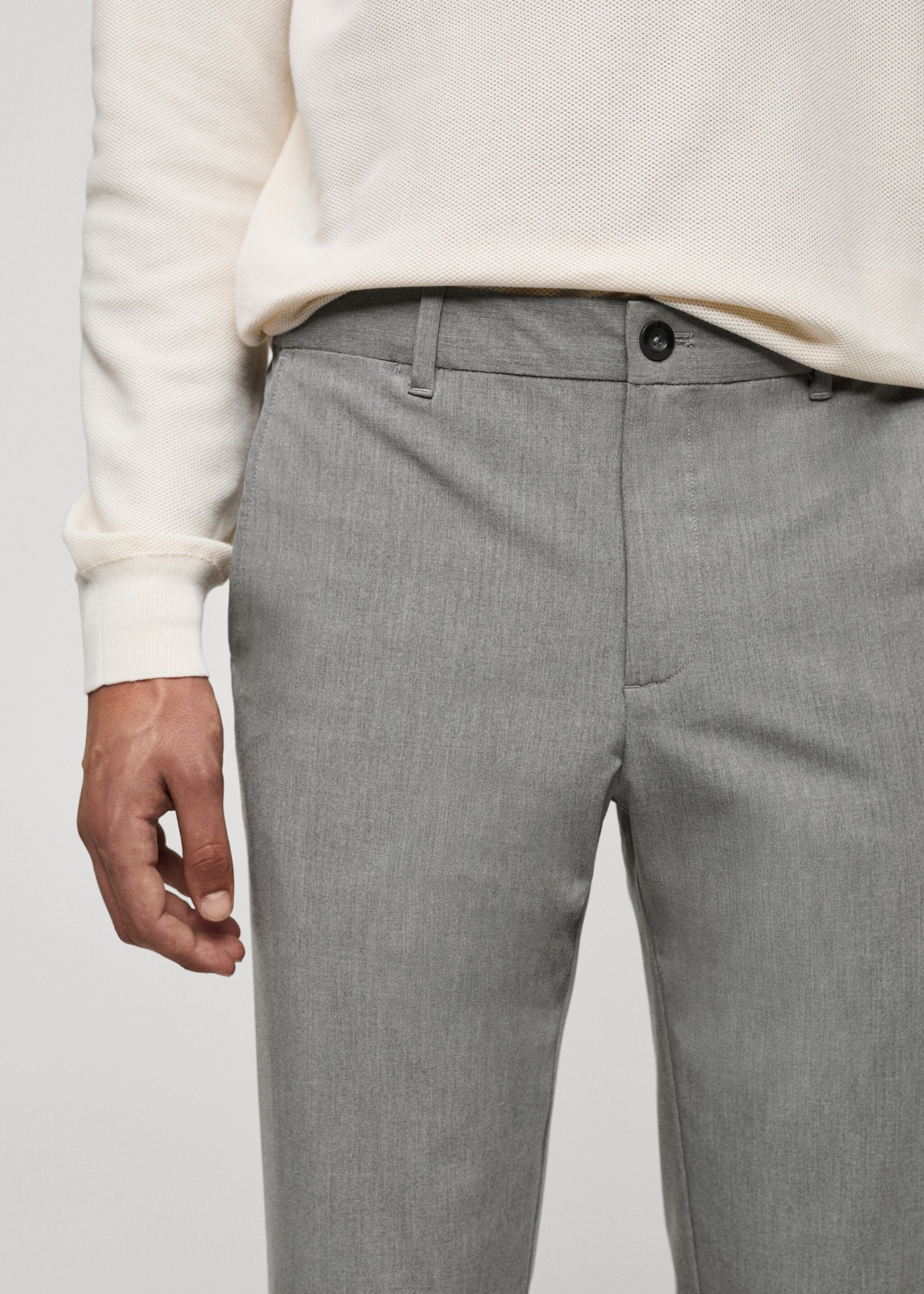 Comfort stretch slim-fit broek - Detail van het artikel 1, Grijs. Ref: 77014436-00.