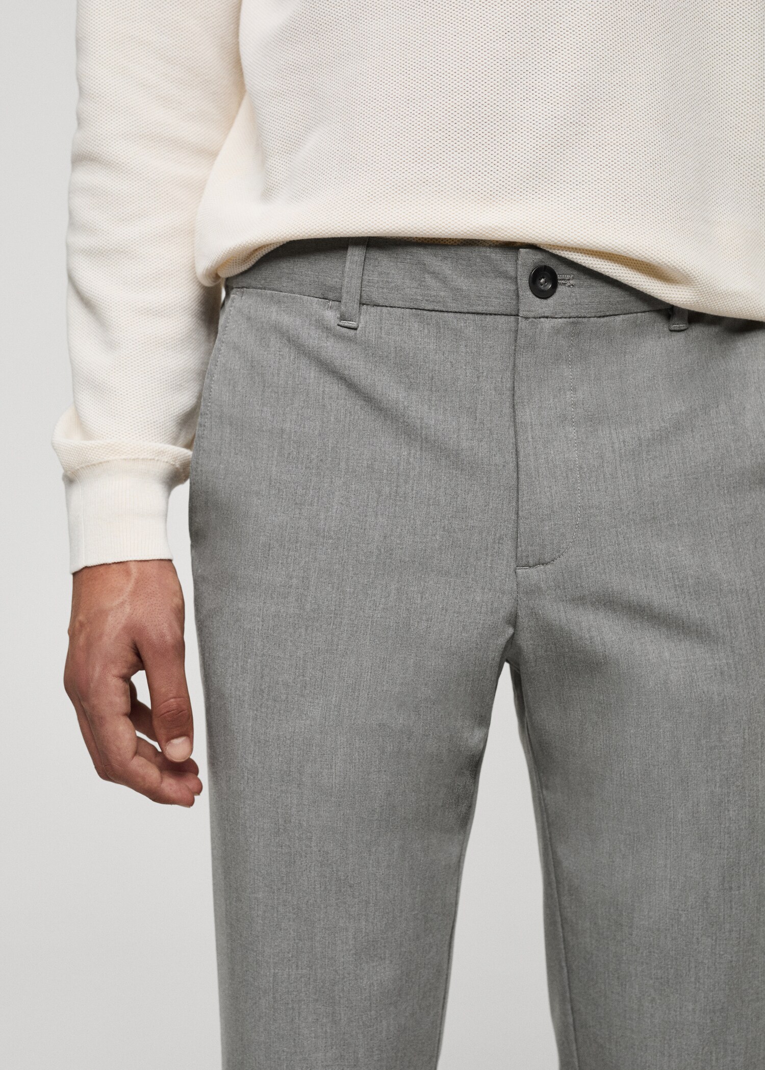 Stretch fabric slim-fit trousers - Details of the article 1