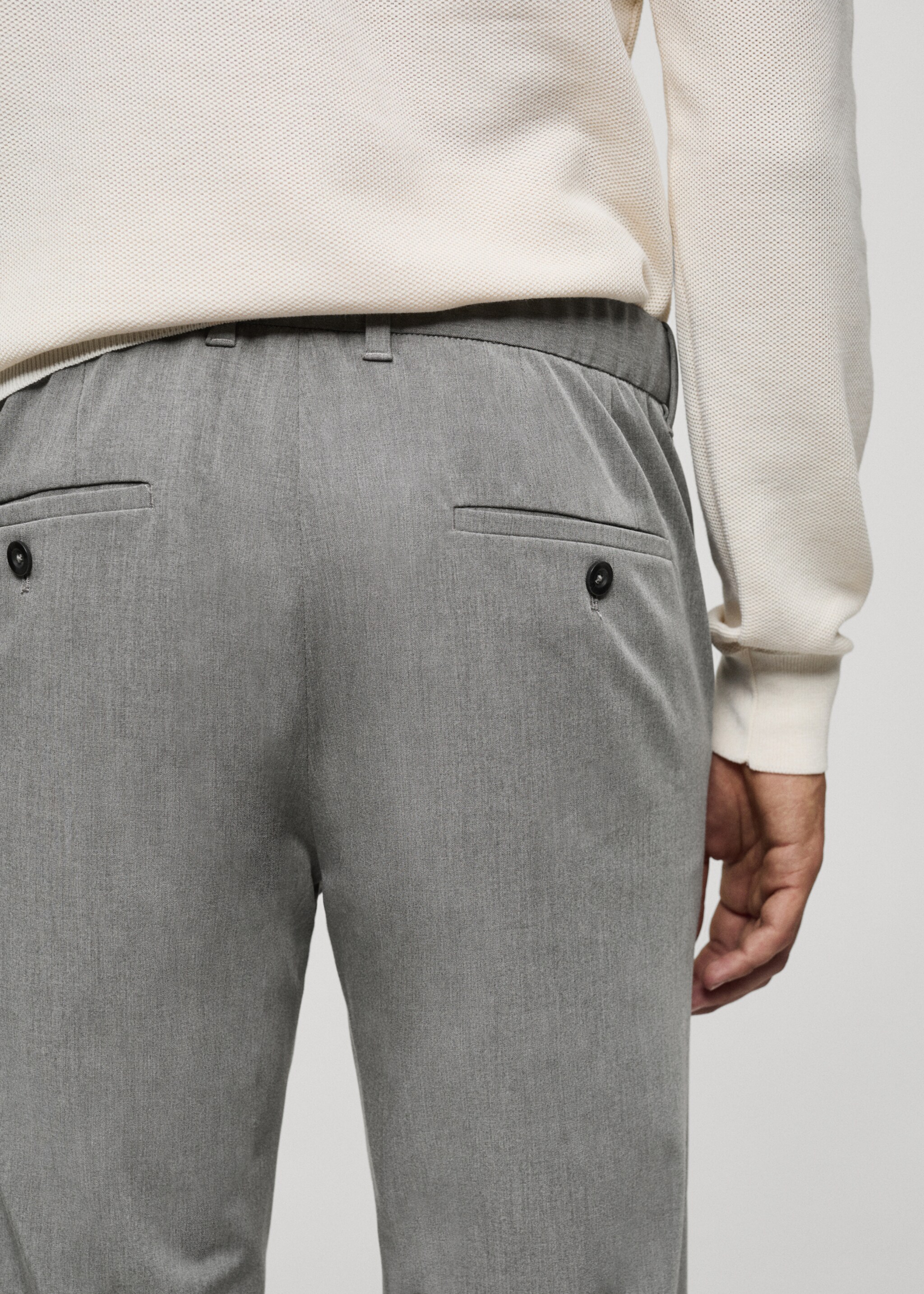 Comfort stretch slim-fit broek - Detail van het artikel 6, Grijs. Ref: 77014436-00.