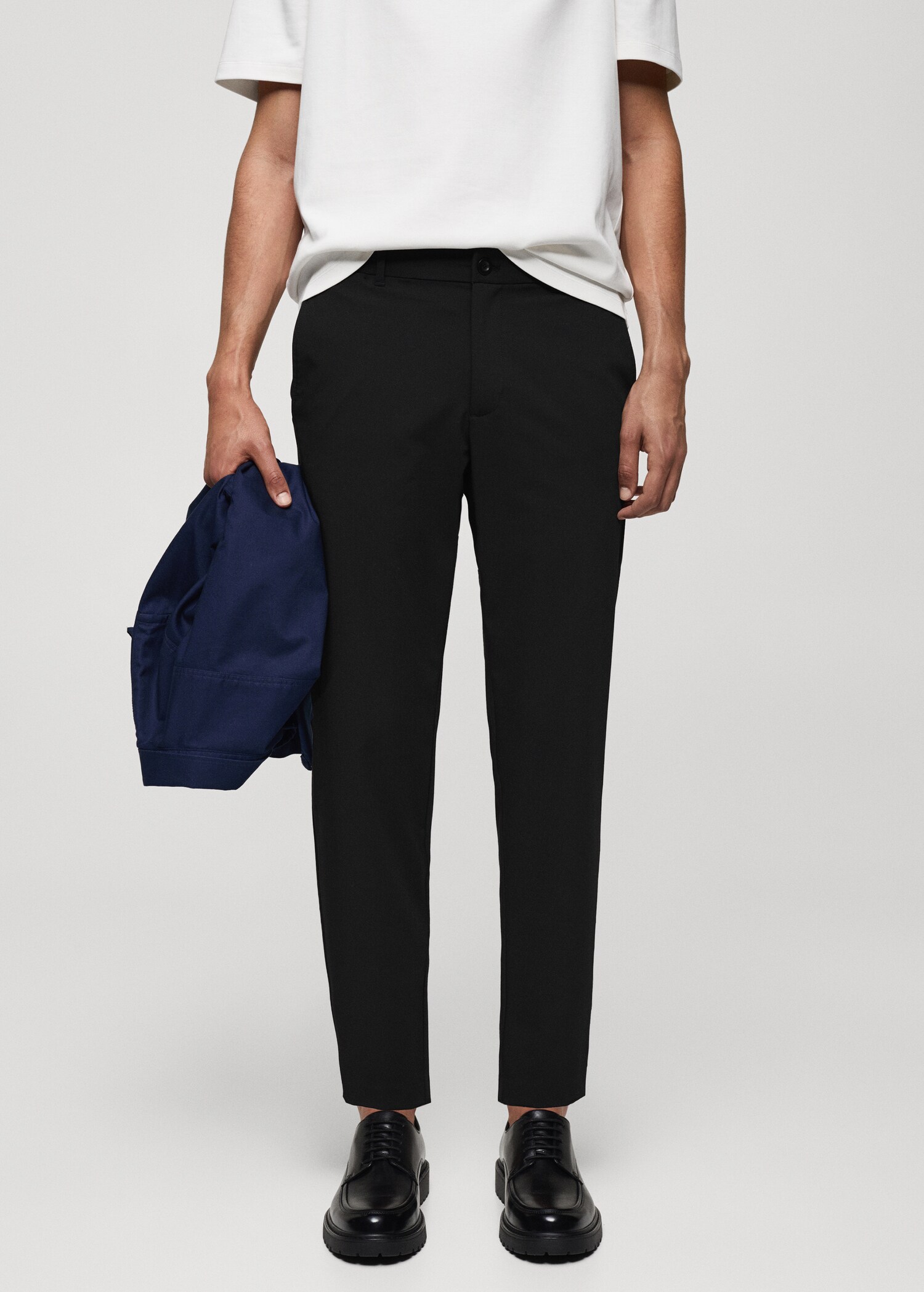 Stretch fabric slim-fit trousers - Medium plane