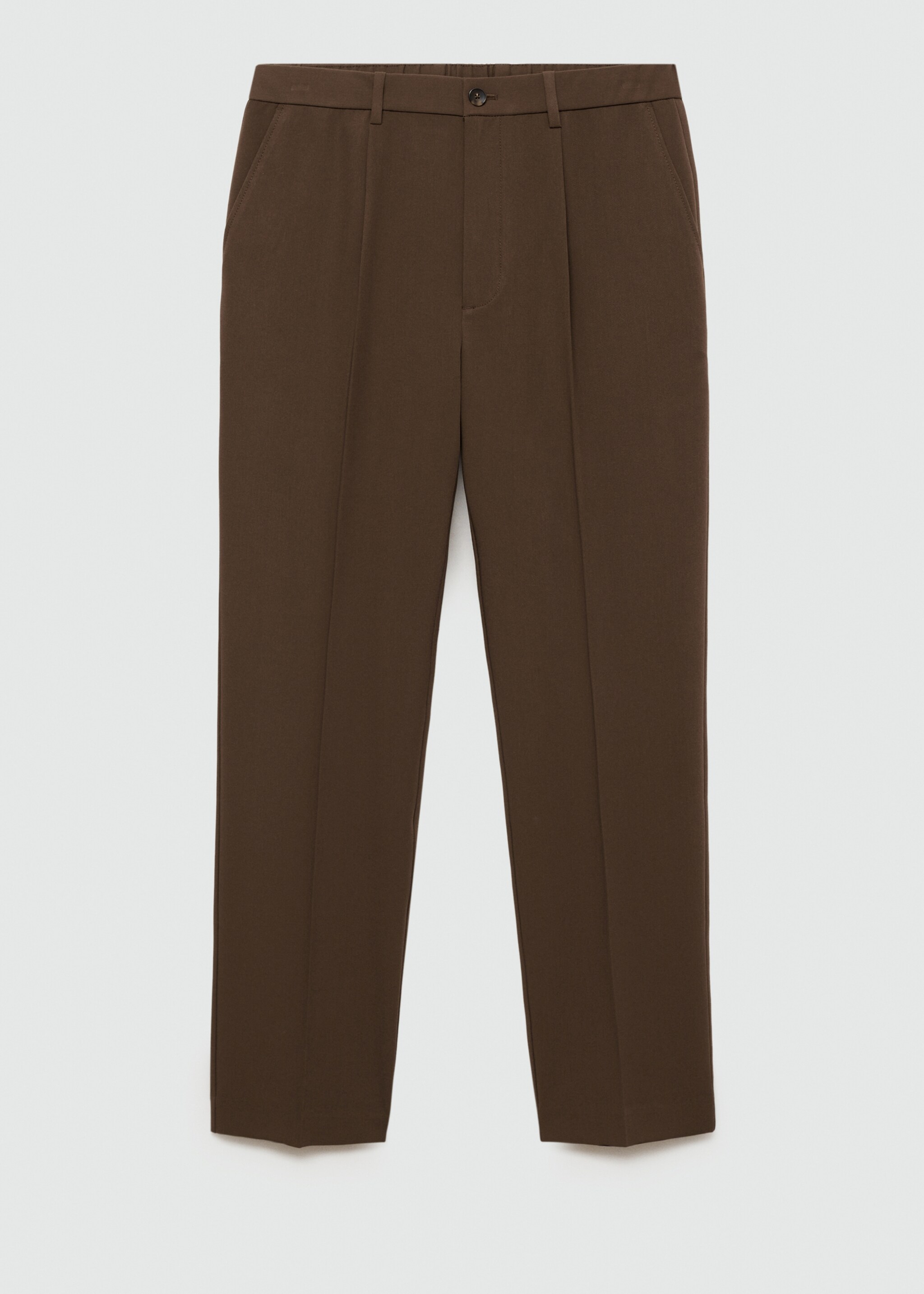 Pantalón regular fit fluido pinzas - Artículo sin modelo, Marrón. Ref: 77014437-00.