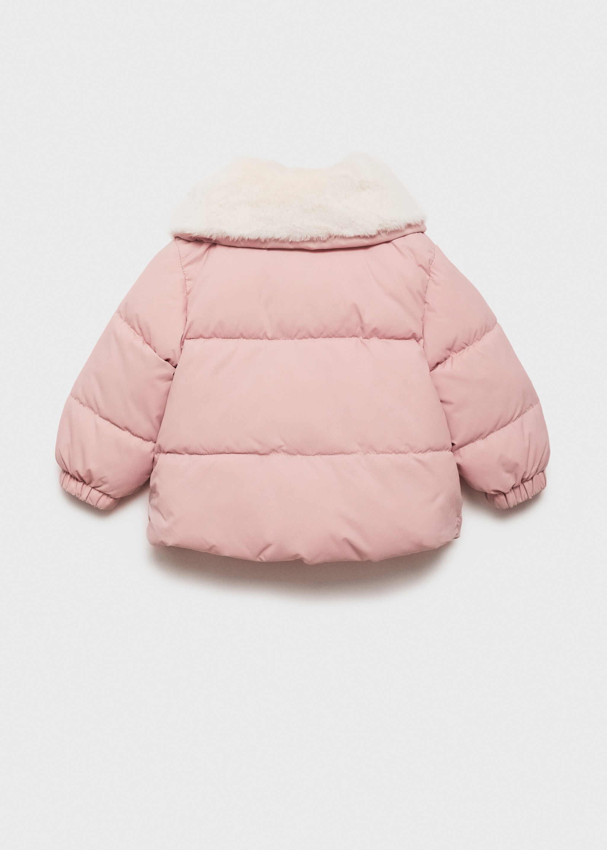 Fur collar quilted coat - Reverse of the article, Pastel Pink. Ref: 77014440-00.