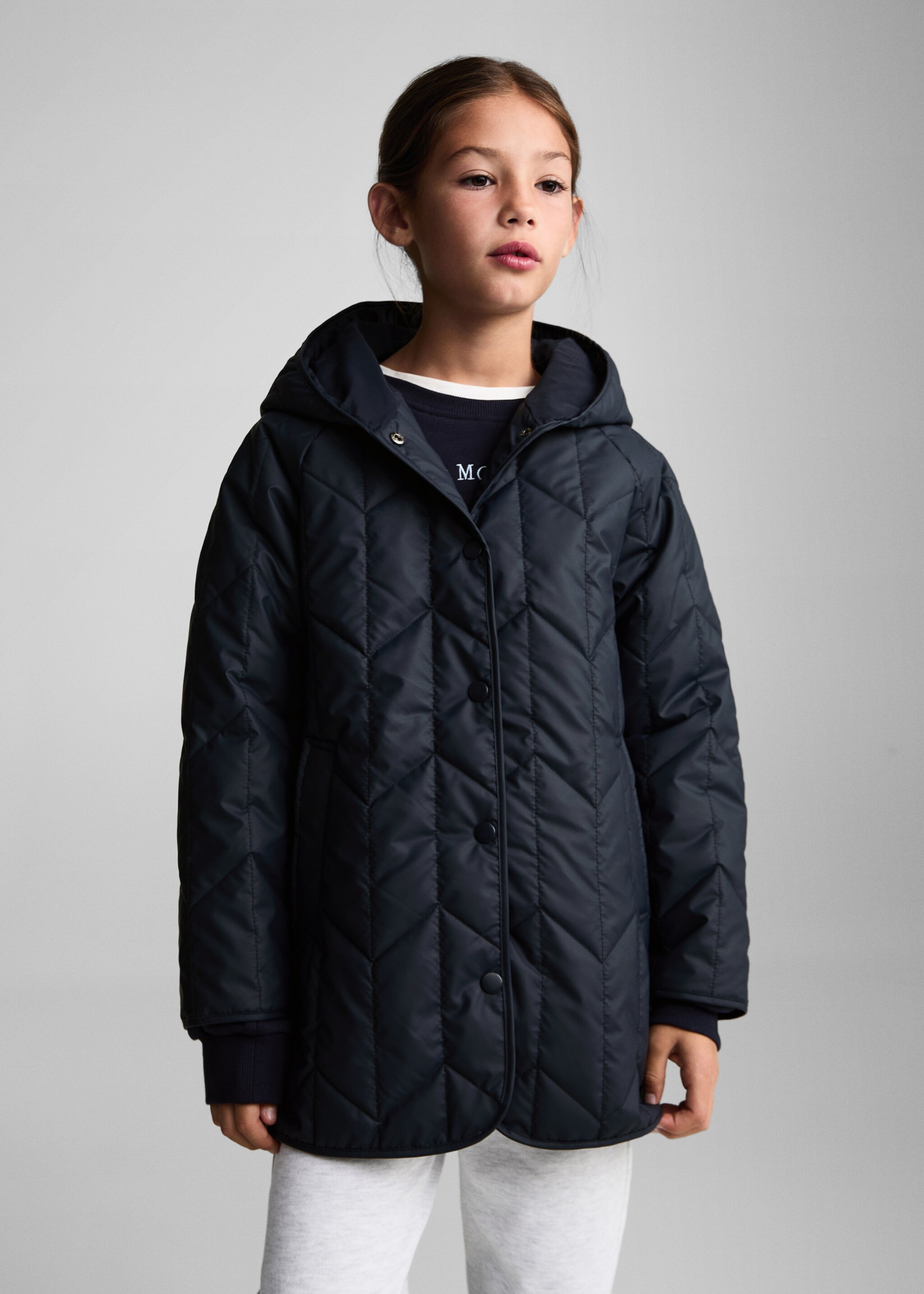 Anorak matelassé imperméable à losanges - Plan moyen, Bleu marine foncé. Ref: 77014441-00.