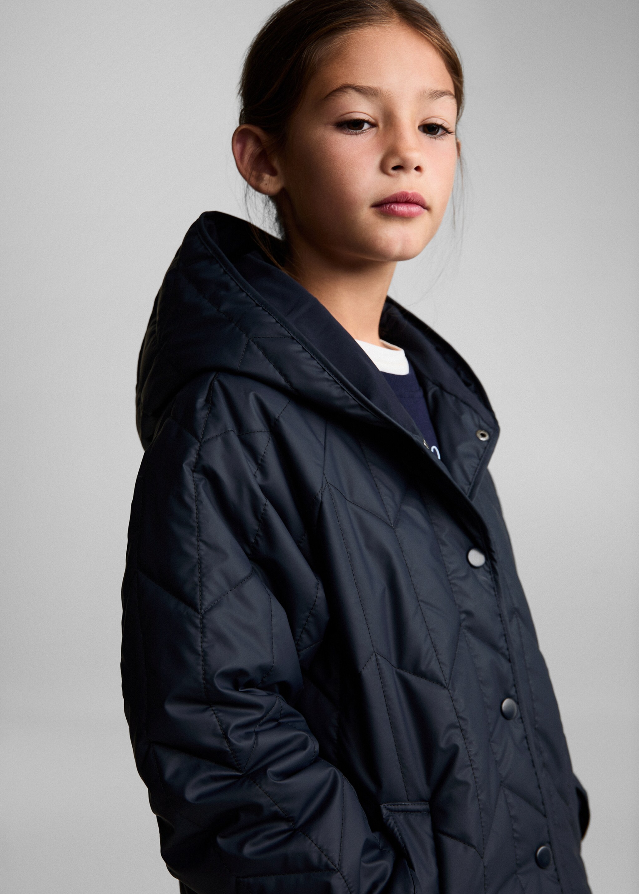 Anorak matelassé imperméable à losanges - Détail de l'article 1, Bleu marine foncé. Ref: 77014441-00.
