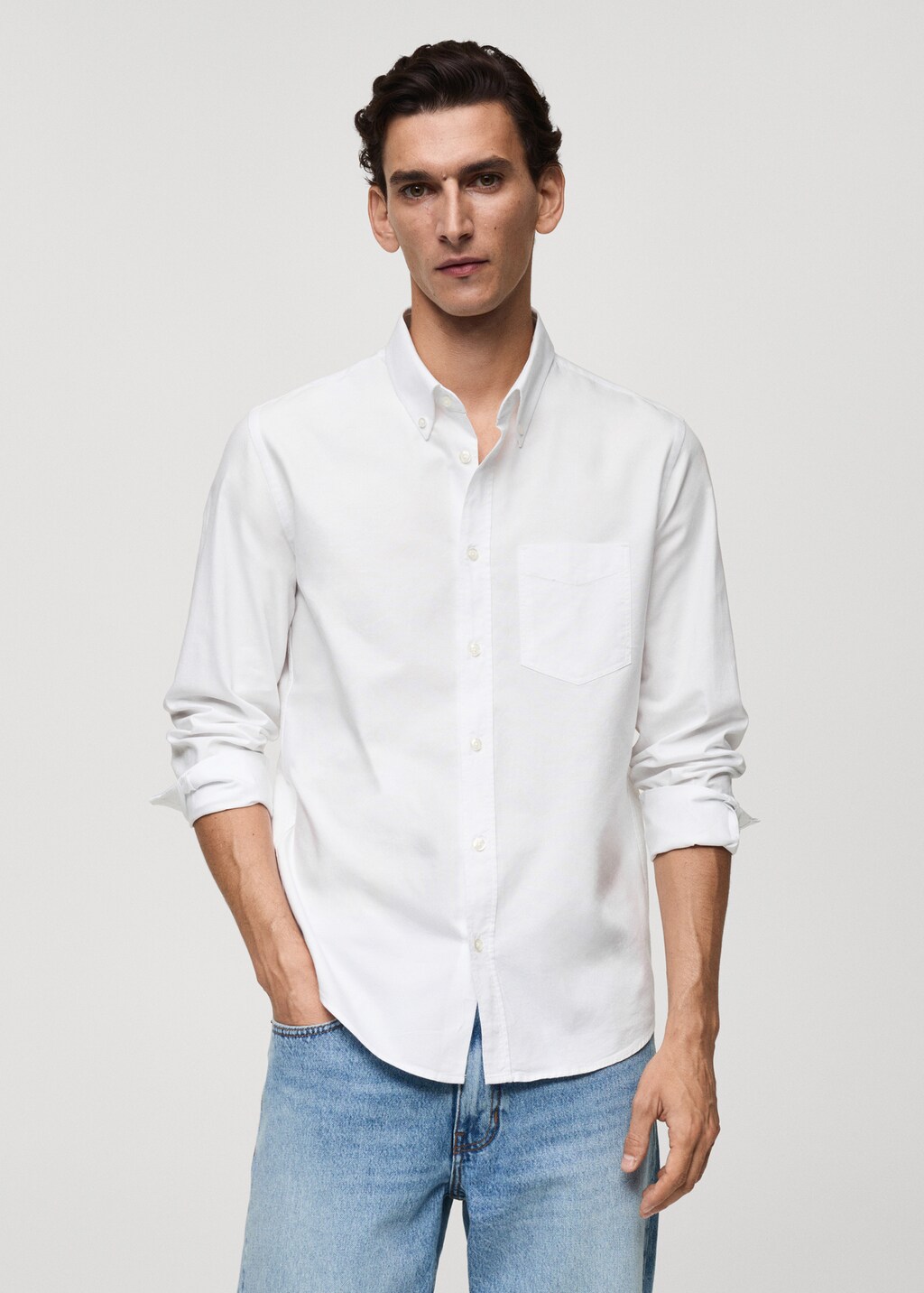 ovy Cotton Shirts (white×brown) RELAXED PIMA COTTON POPLIN SHIRT - WHITE | COS US