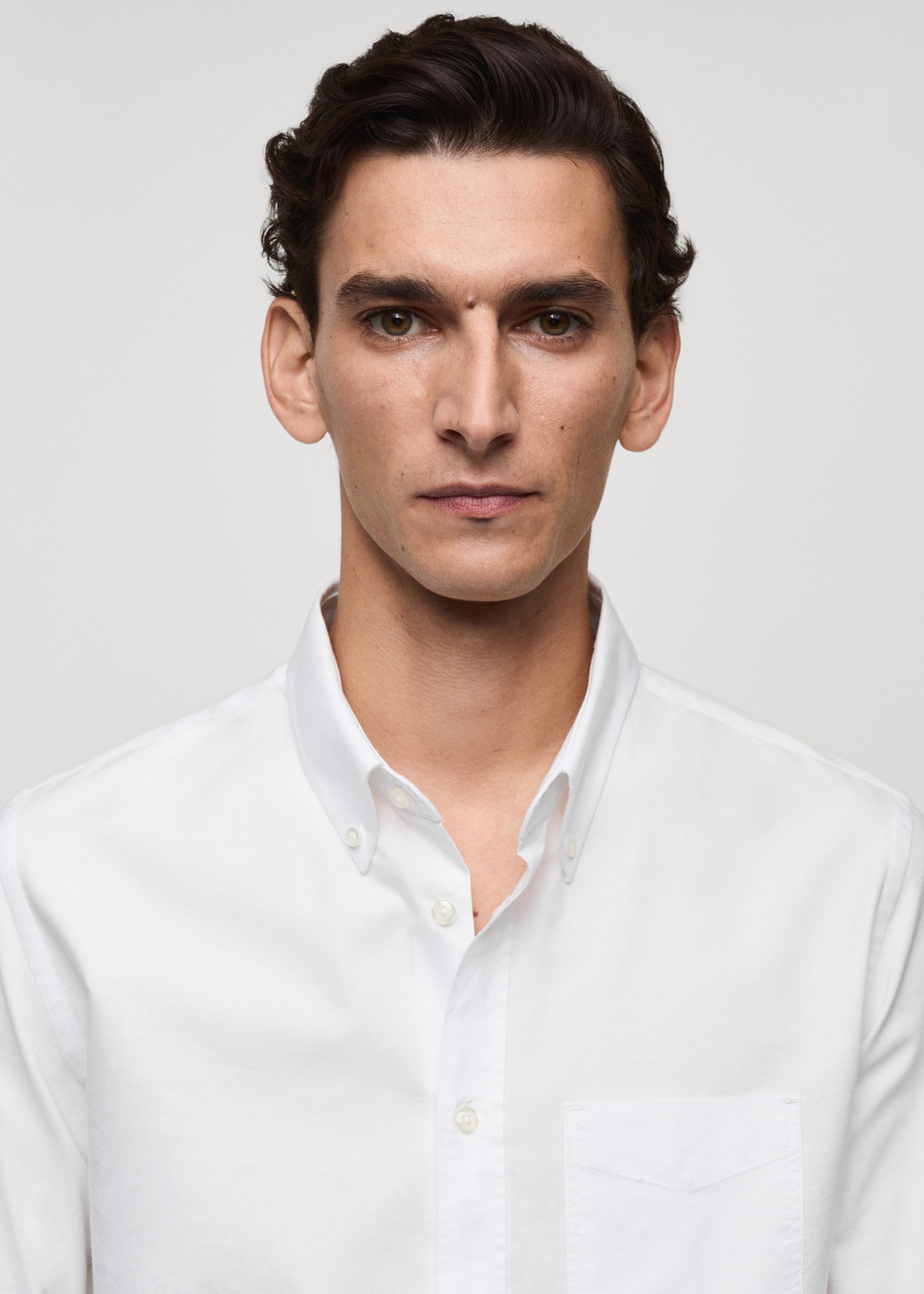 Regular fit Oxford cotton shirt - Details of the article 1, White. Ref: 77014442-00.