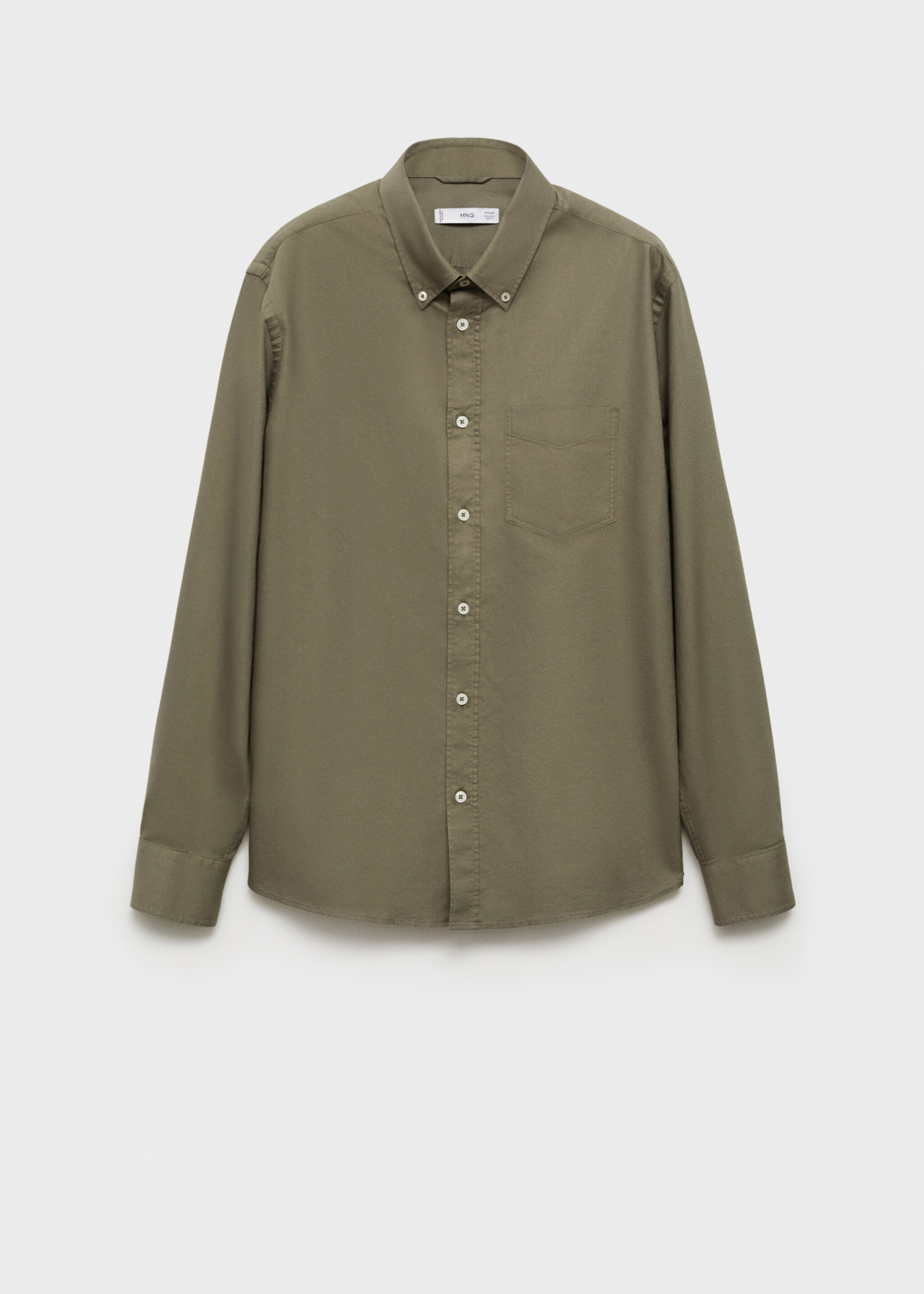 Regular fit Oxford cotton shirt - Article without model, Khaki. Ref: 77014442-00.