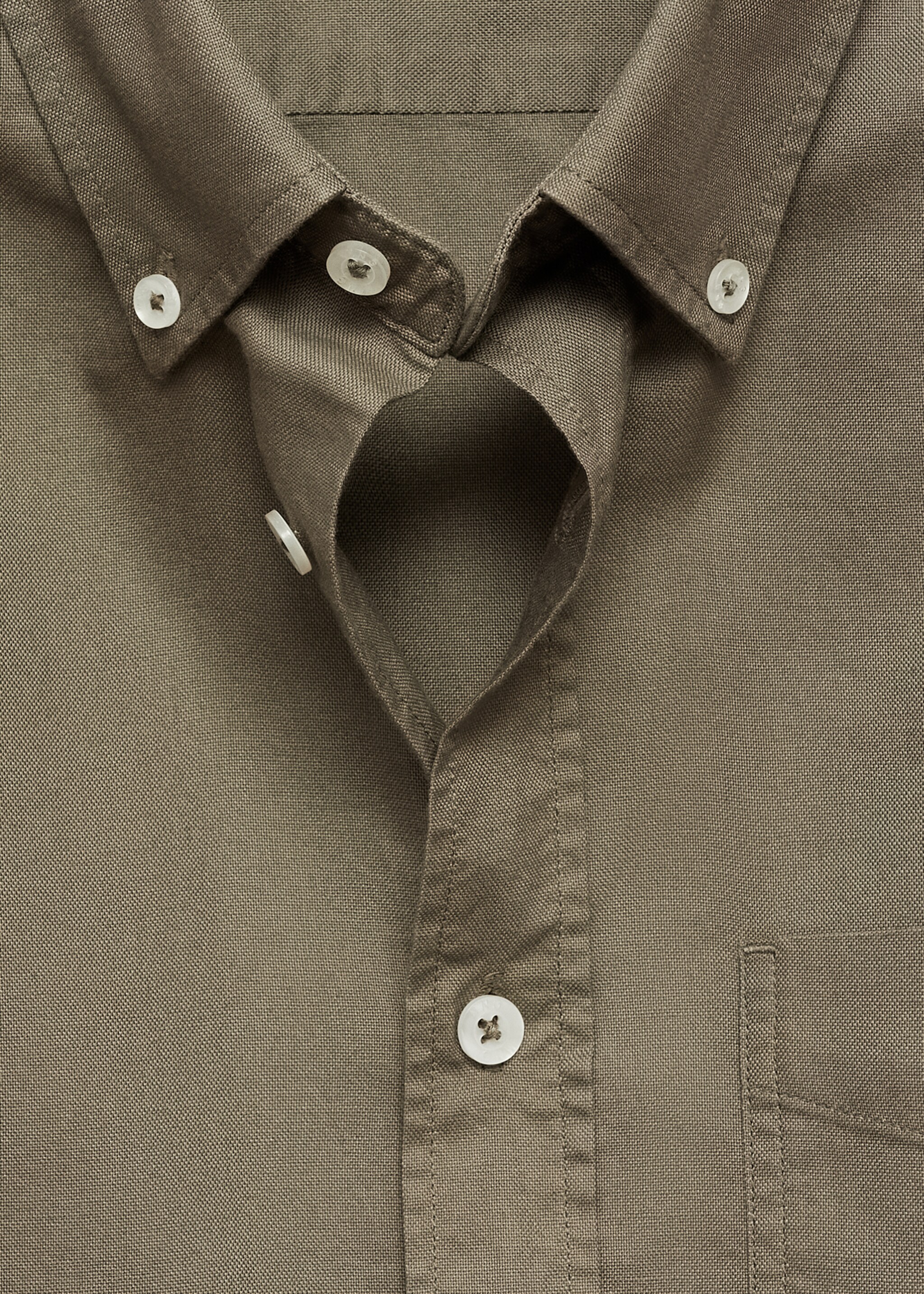Regular fit Oxford cotton shirt - Details of the article 8, Khaki. Ref: 77014442-00.