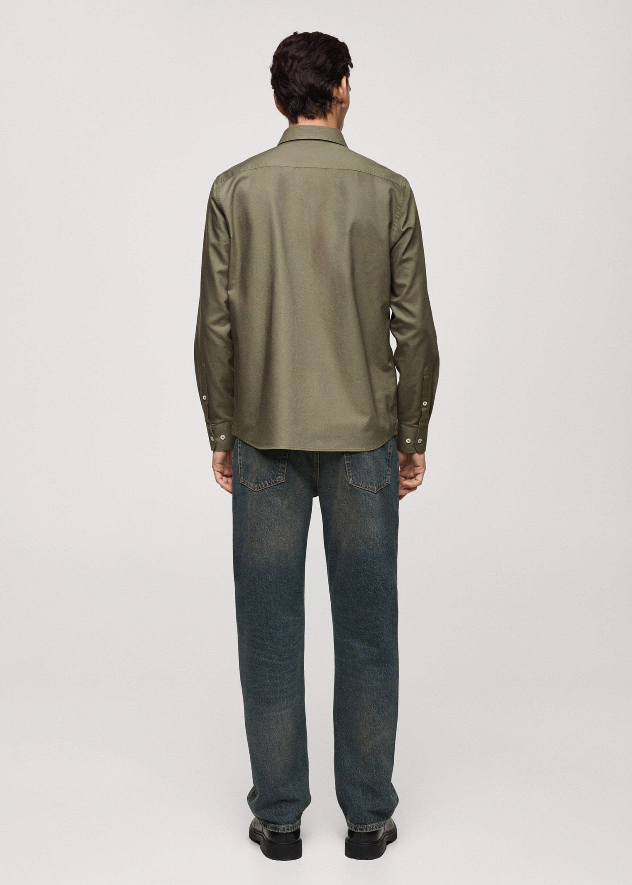 Regular fit Oxford cotton shirt - Reverse of the article, Khaki. Ref: 77014442-00.