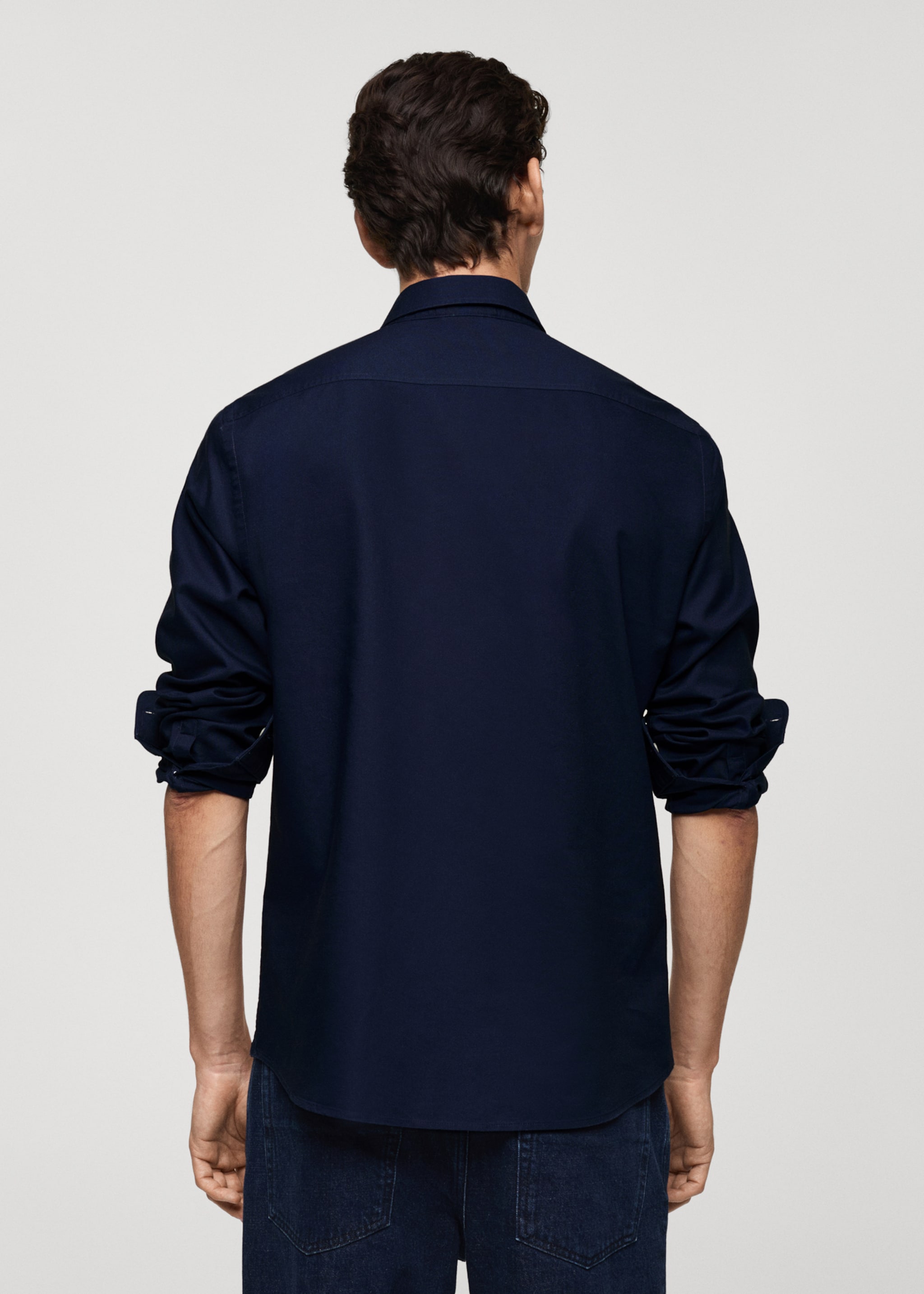 Regular fit Oxford cotton shirt - Reverse of the article, Dark Navy. Ref: 77014442-00.