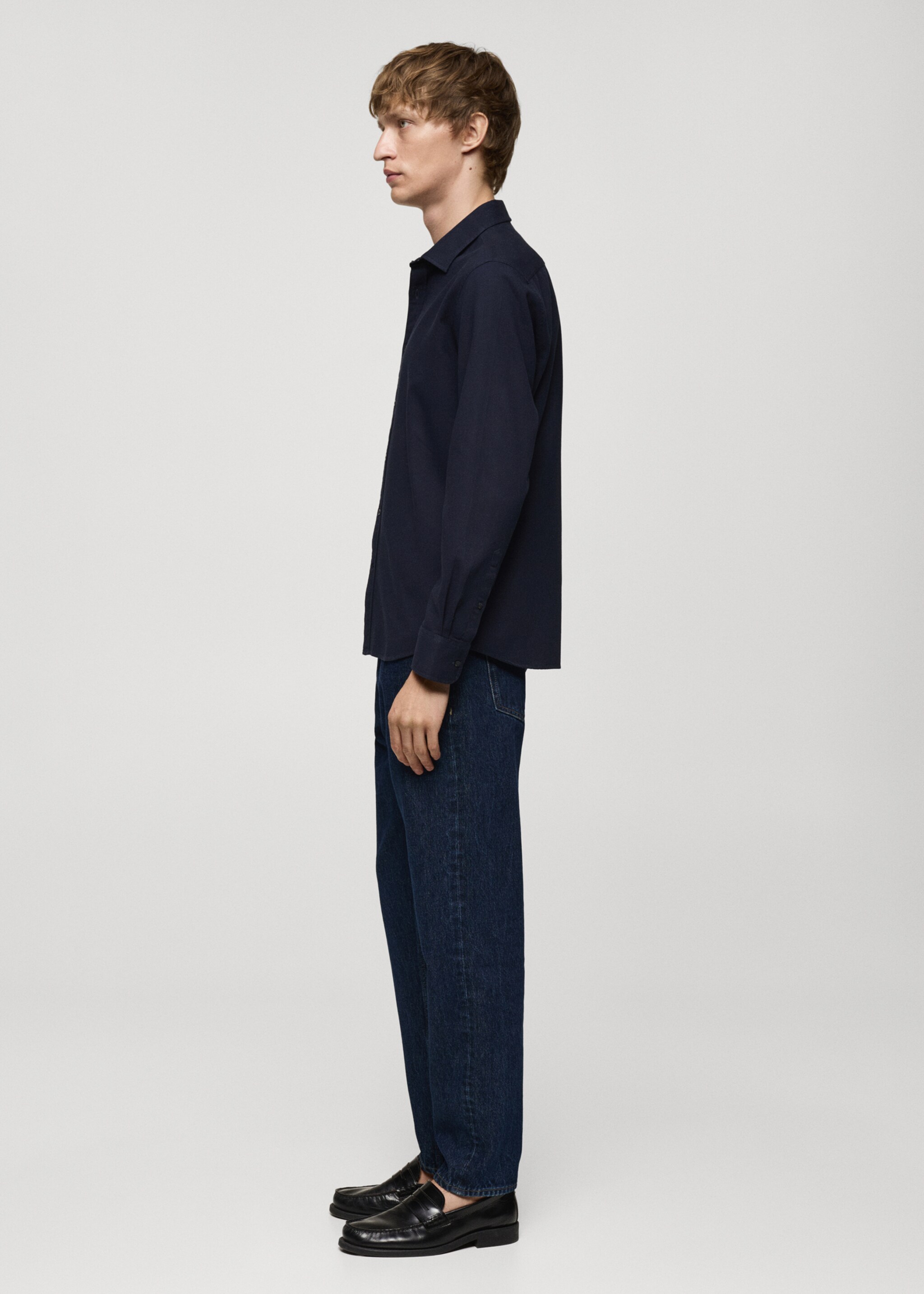 100% cotton regular-fit shirt - Details of the article 2, Dark Navy. Ref: 77014443-00.