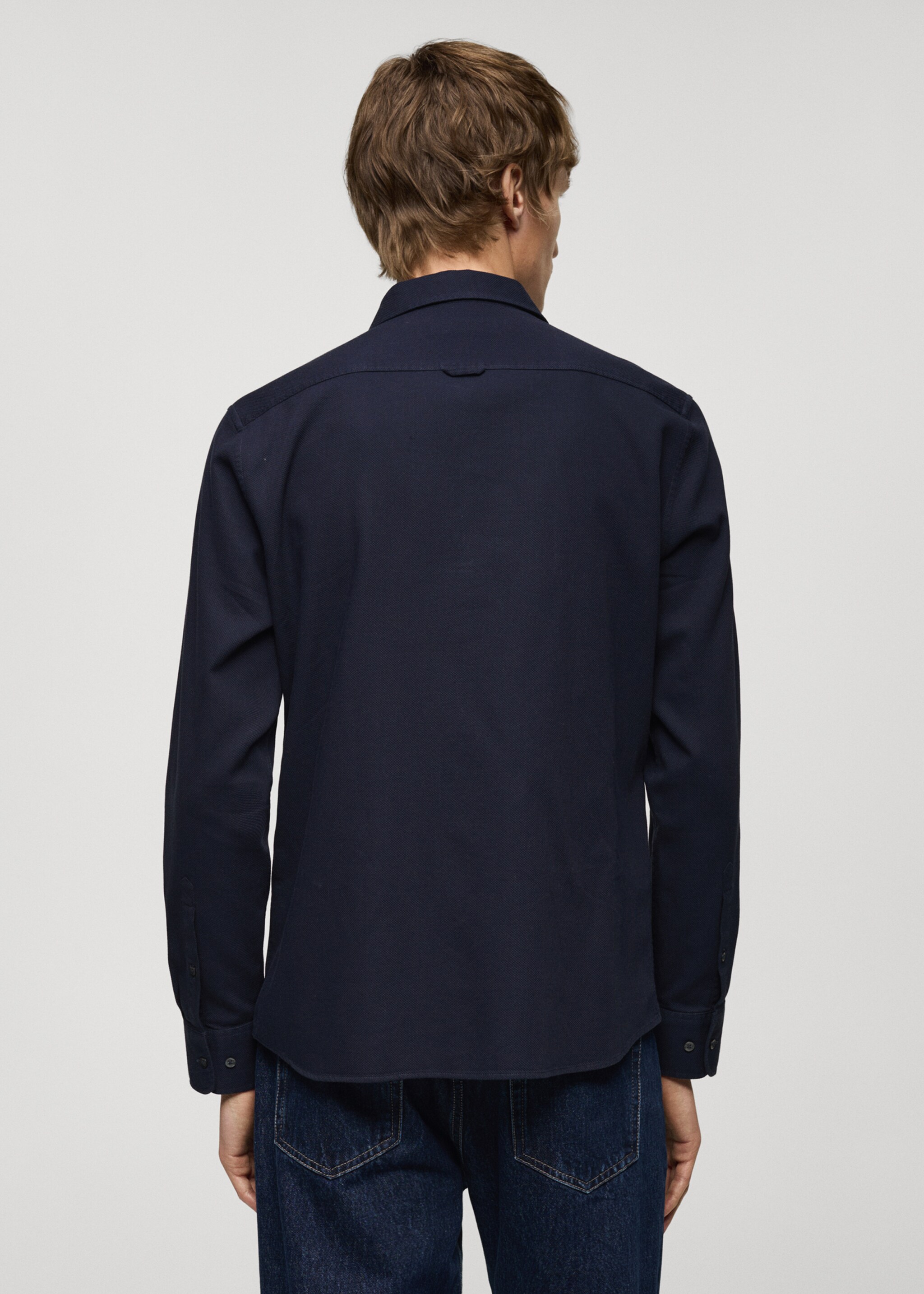 100% cotton regular-fit shirt - Reverse of the article, Dark Navy. Ref: 77014443-00.