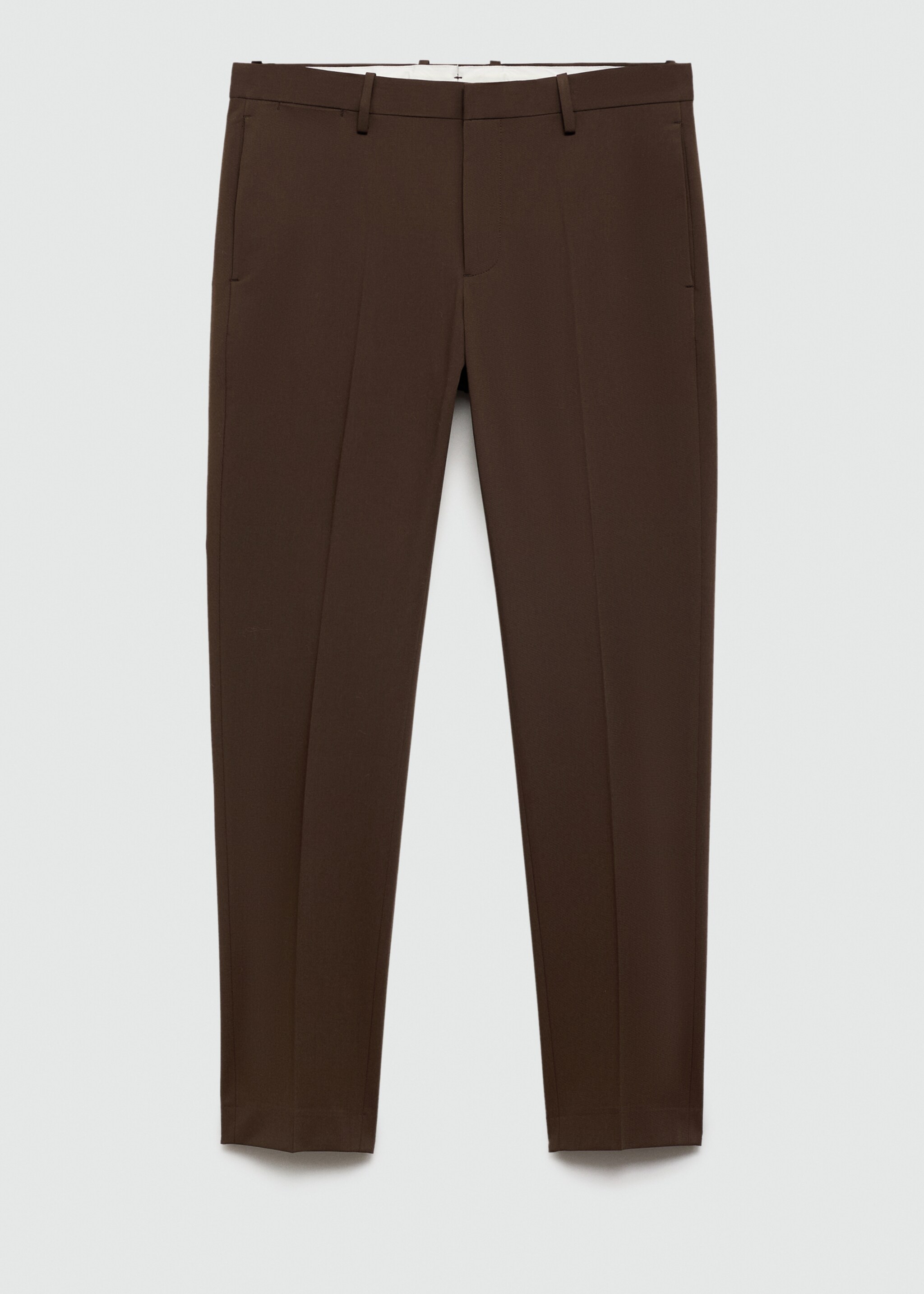 Stretch fabric super slim-fit suit trousers - Article without model, Tobacco Brown. Ref: 77014444-00.