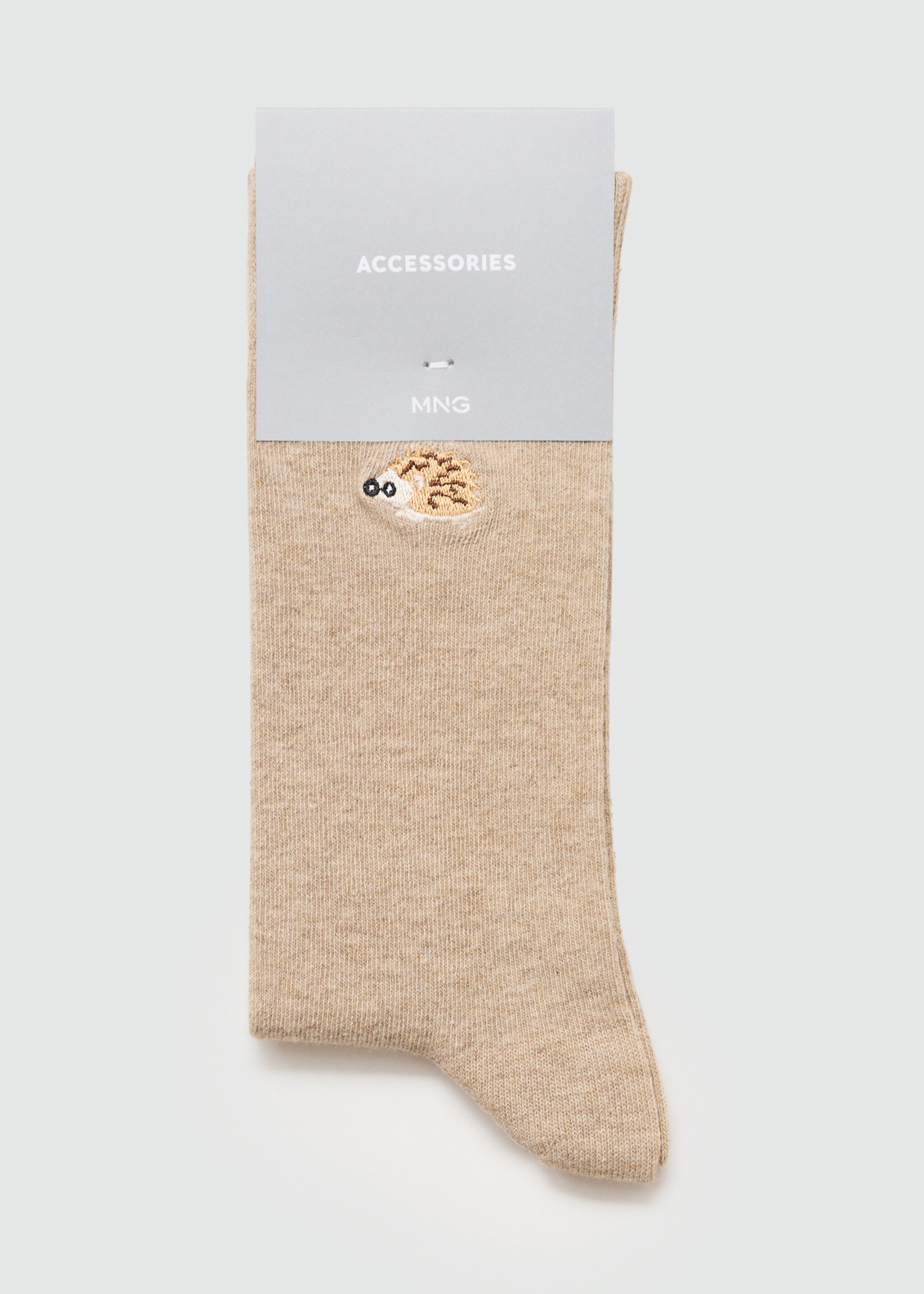 Hedgehog-embroidered cotton socks - Reverse of the article, Beige. Ref: 77014446-00.