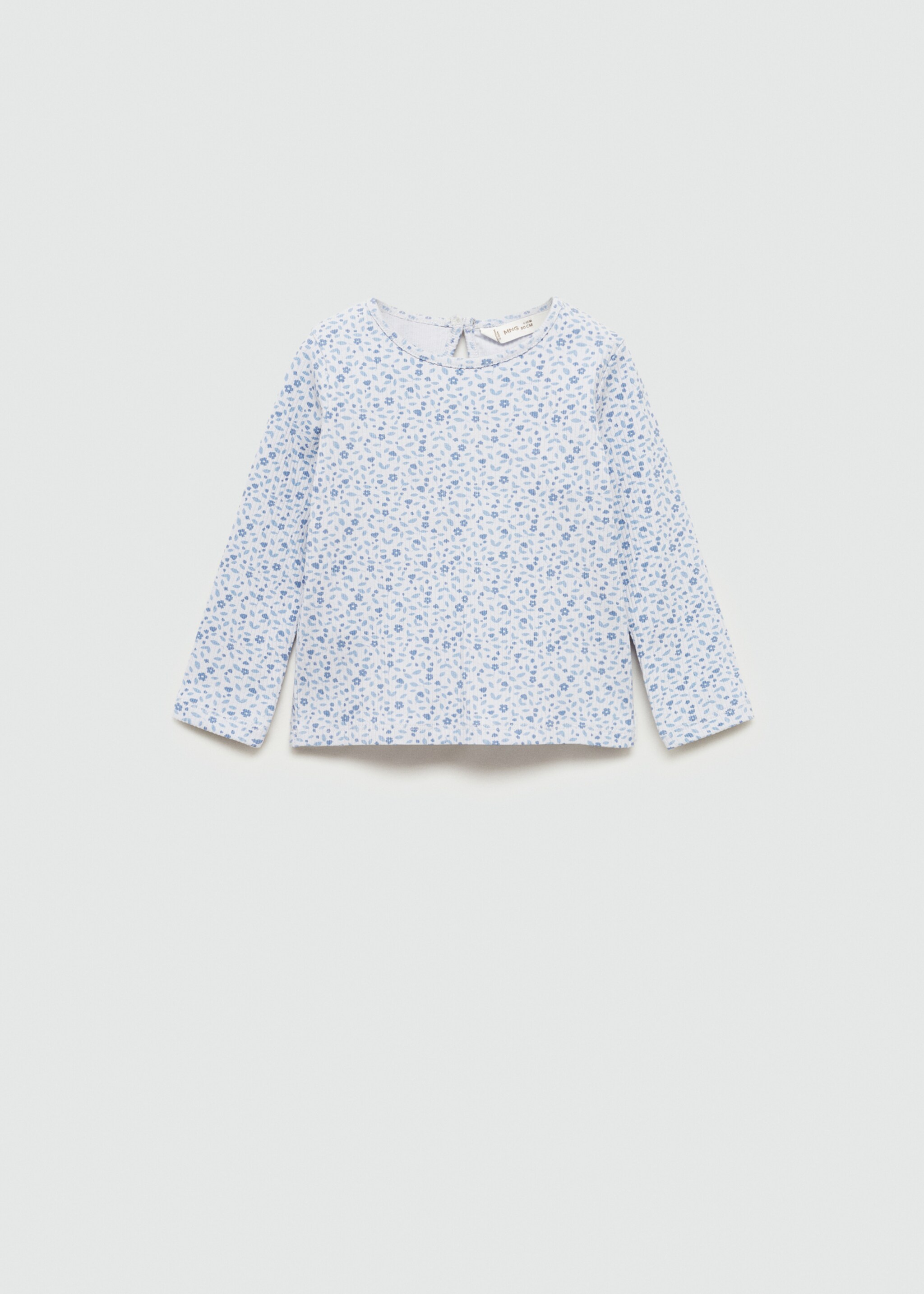 Floral print T-shirt - Article without model, Blue. Ref: 77014454-00.