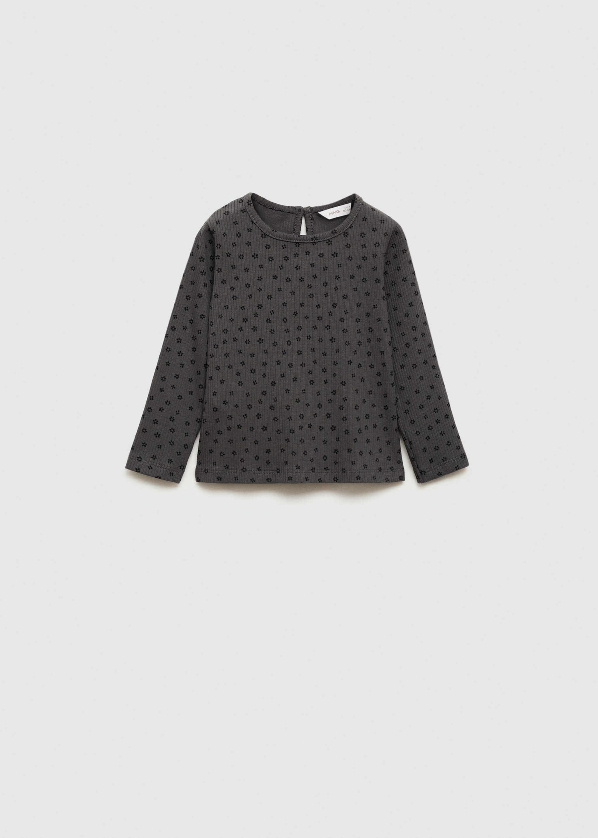 Floral print T-shirt - Article without model, Charcoal. Ref: 77014454-00.