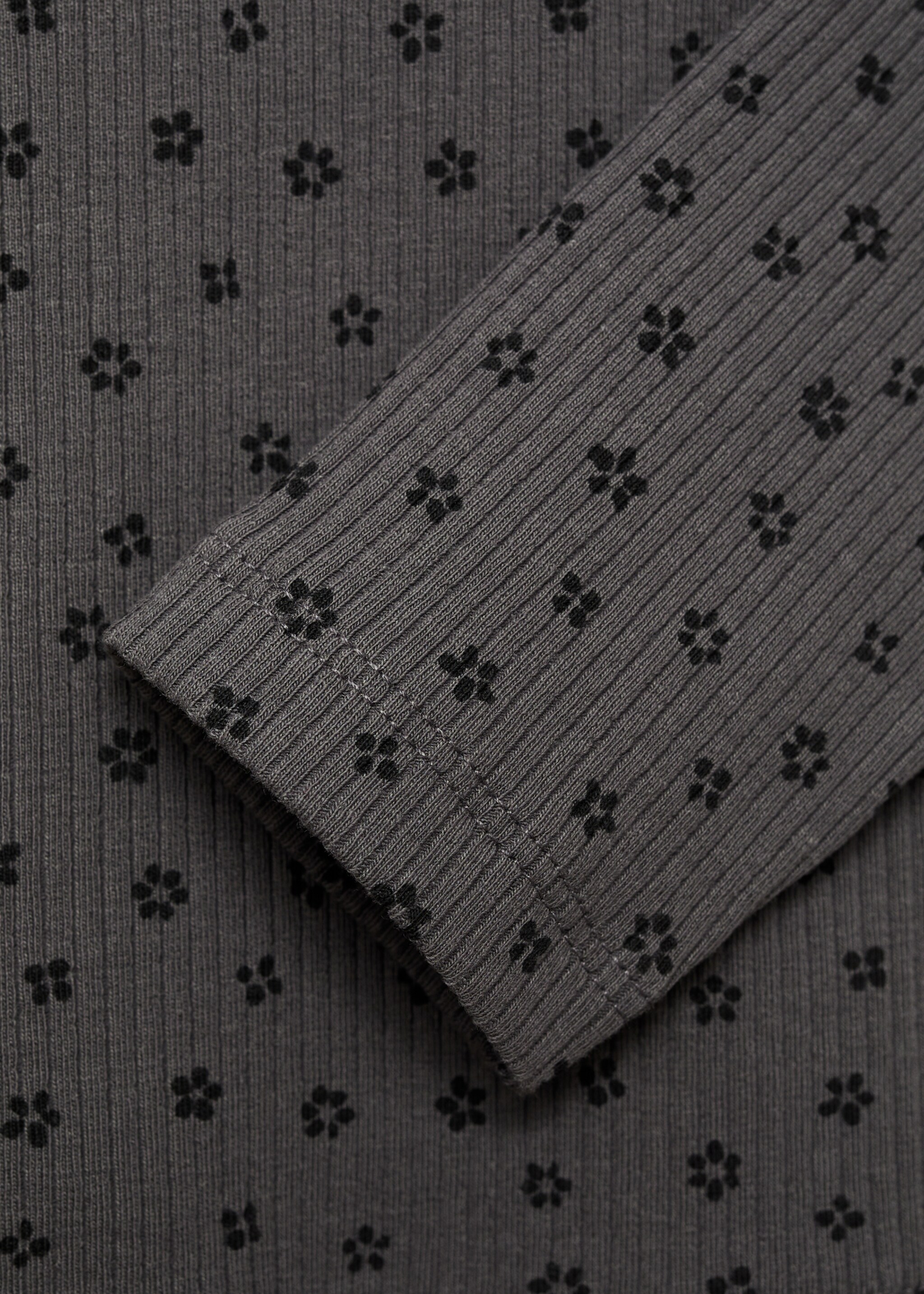 Floral print T-shirt - Details of the article 8, Charcoal. Ref: 77014454-00.