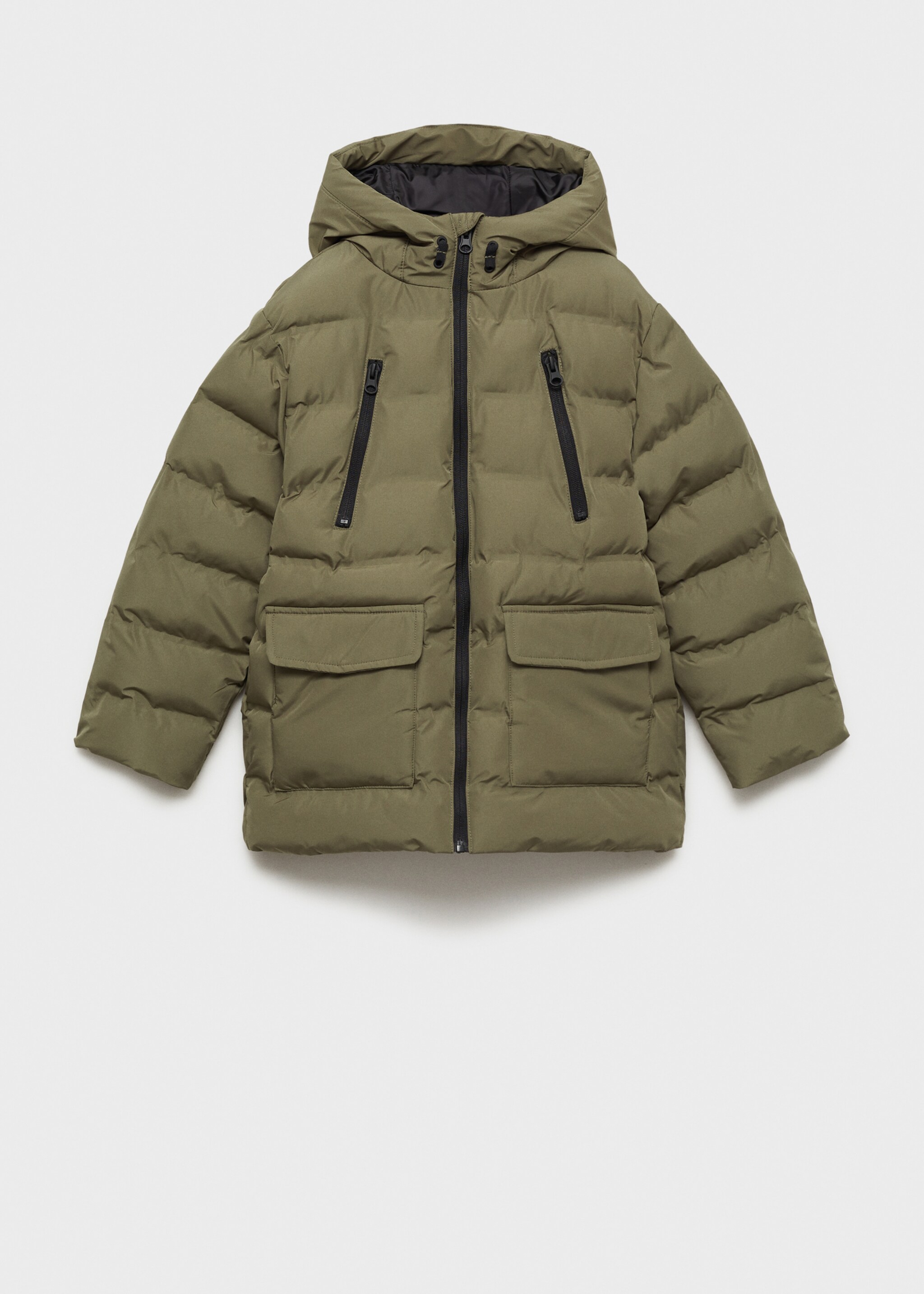 Pocket quilted jacket - Article without model, Khaki. Ref: 77014761-00.