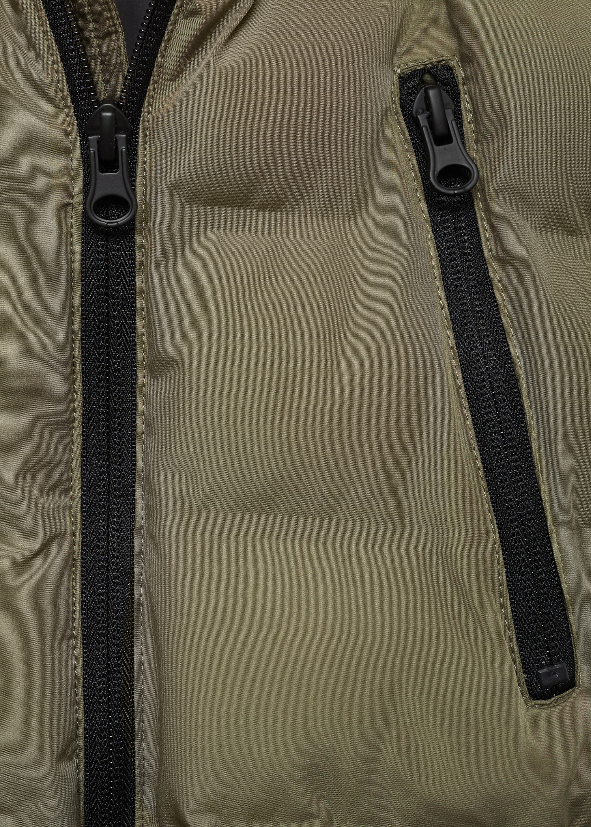 Pocket quilted jacket - Details of the article 8, Khaki. Ref: 77014761-00.