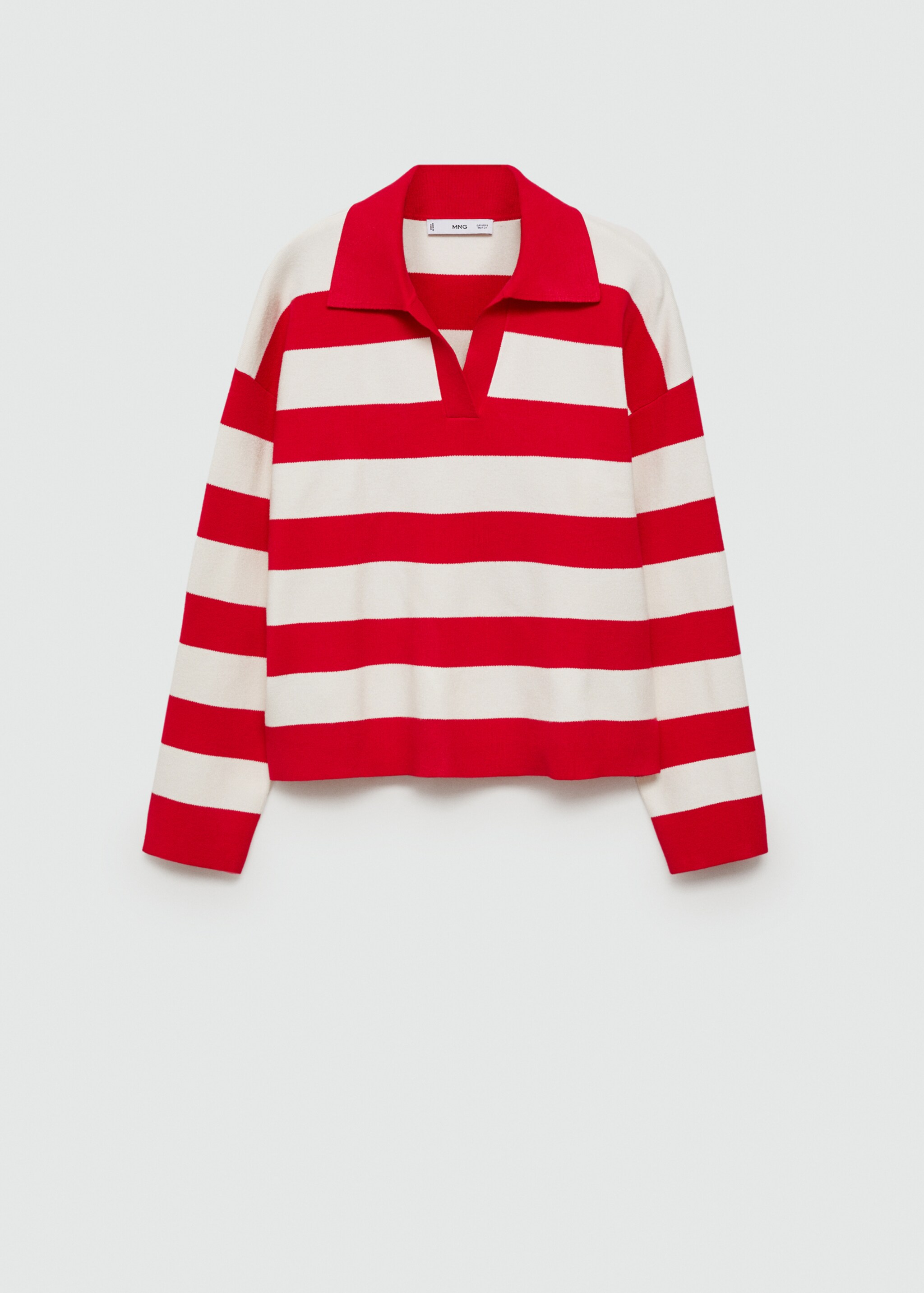Striped polo-neck sweater - Article without model, Red. Ref: 77014763-00.