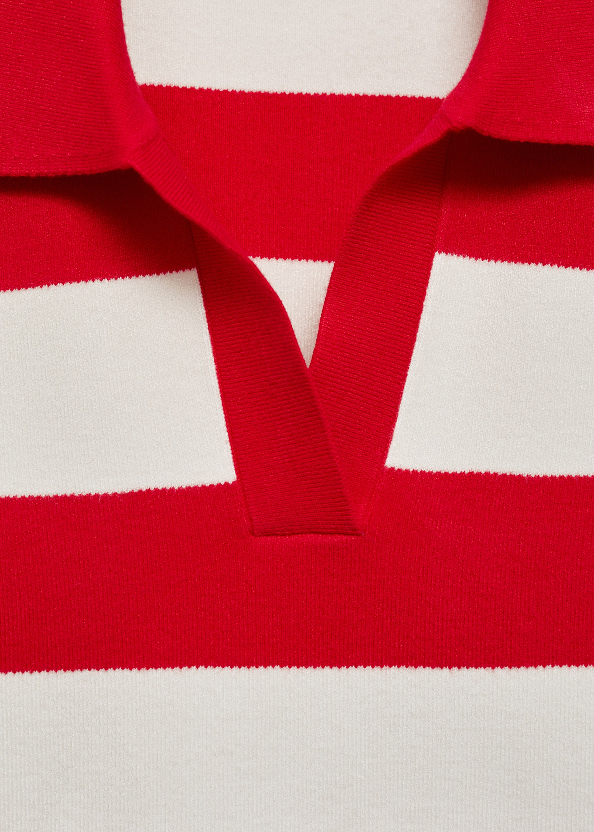 Striped polo-neck sweater - Details of the article 8, Red. Ref: 77014763-00.