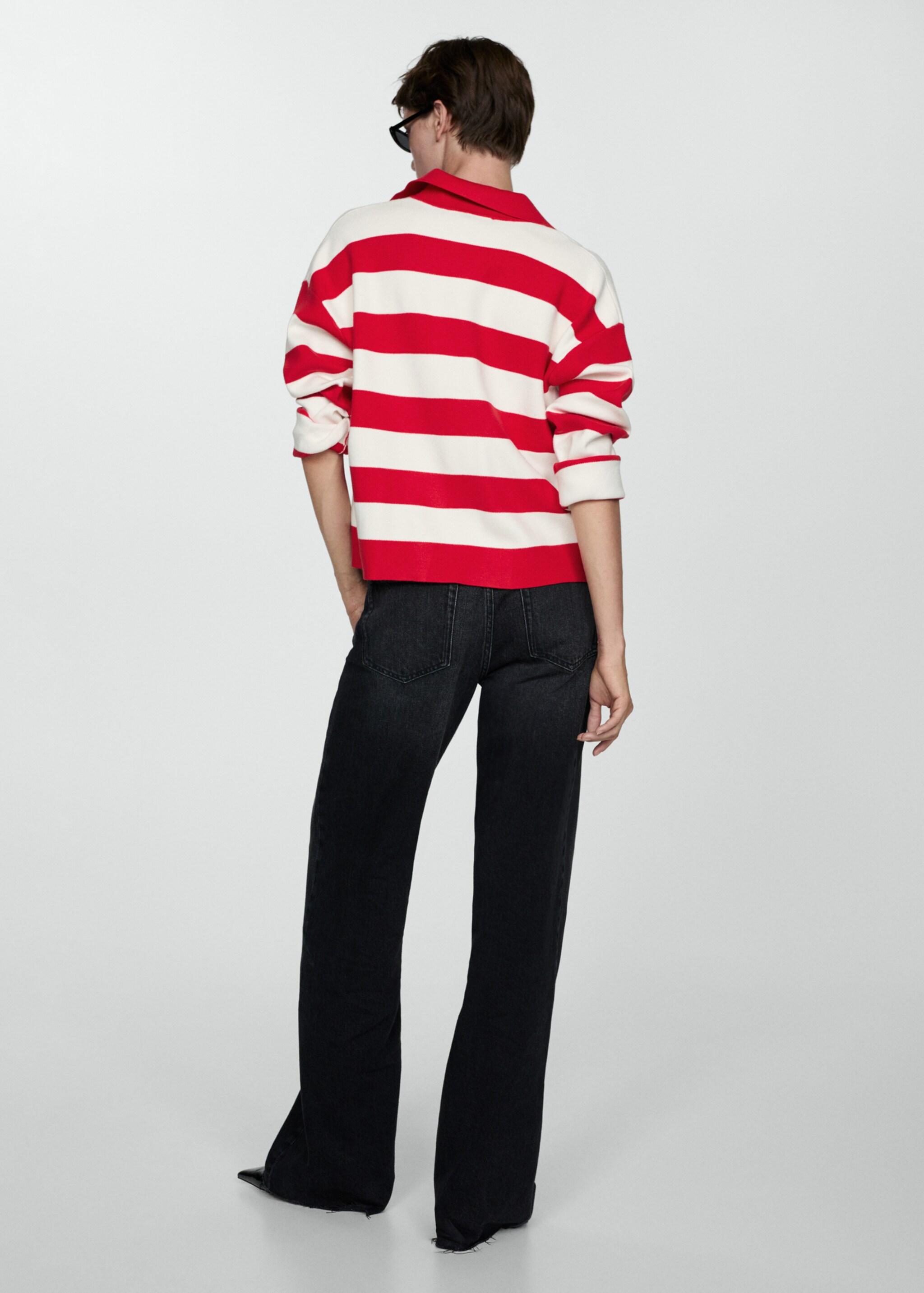 Striped polo-neck sweater - Reverse of the article, Red. Ref: 77014763-00.