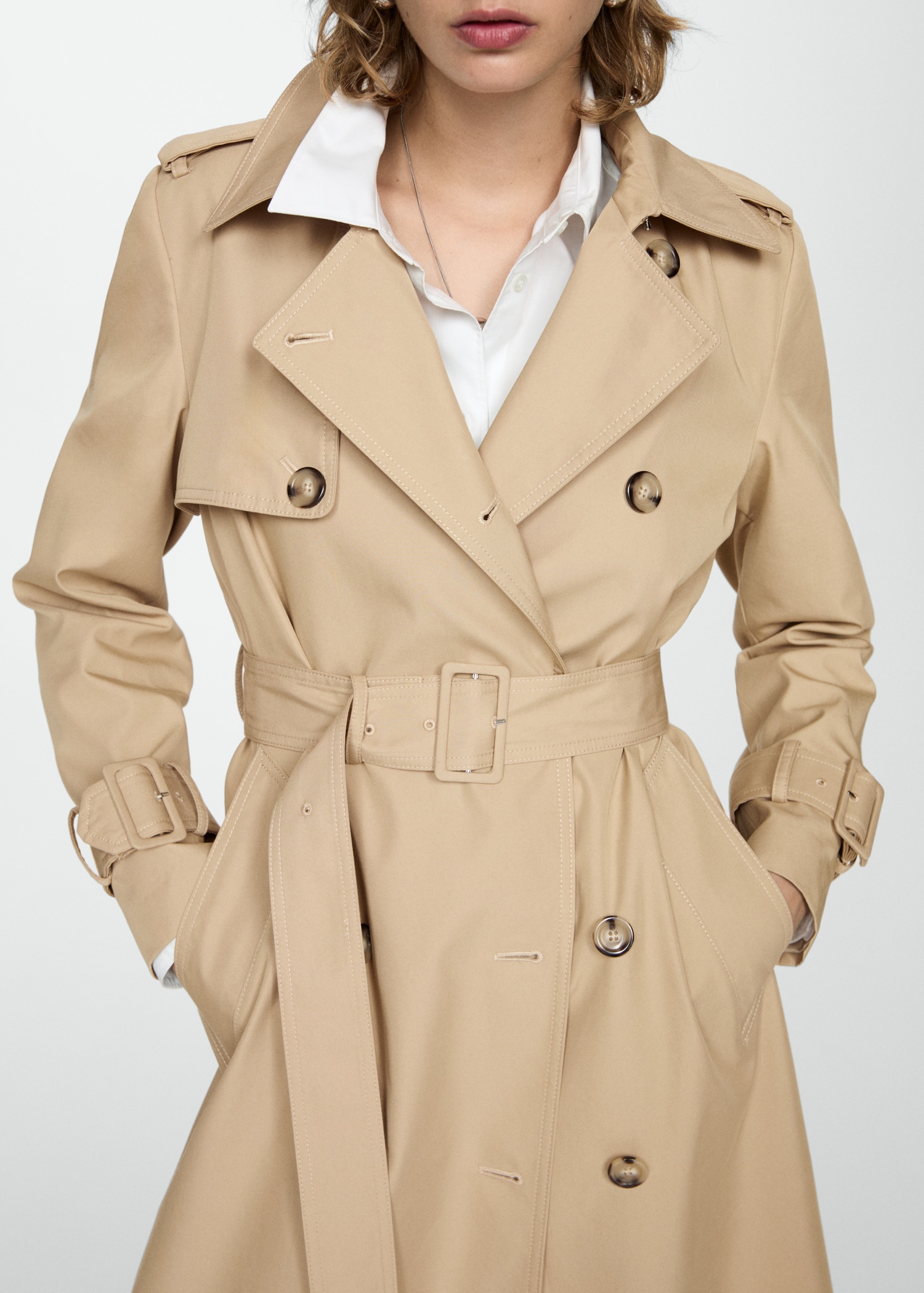 Double-breasted cotton trench coat Women MANGO OUTLET USA