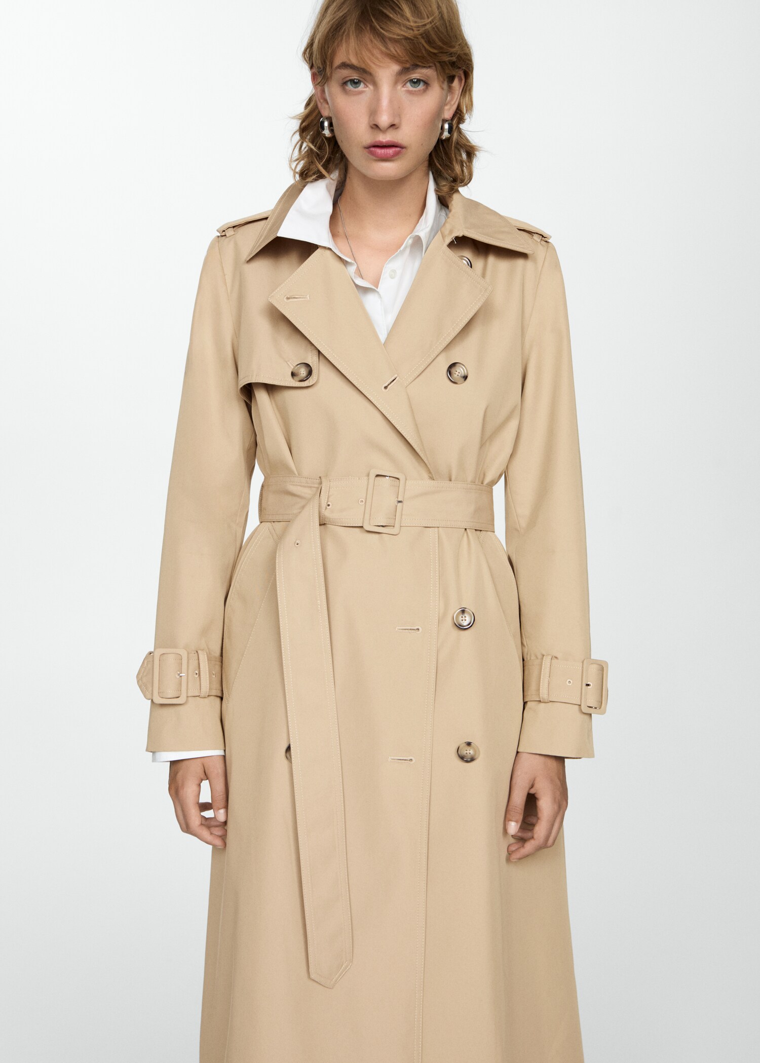 Double-breasted cotton trench coat - Details of the article 2