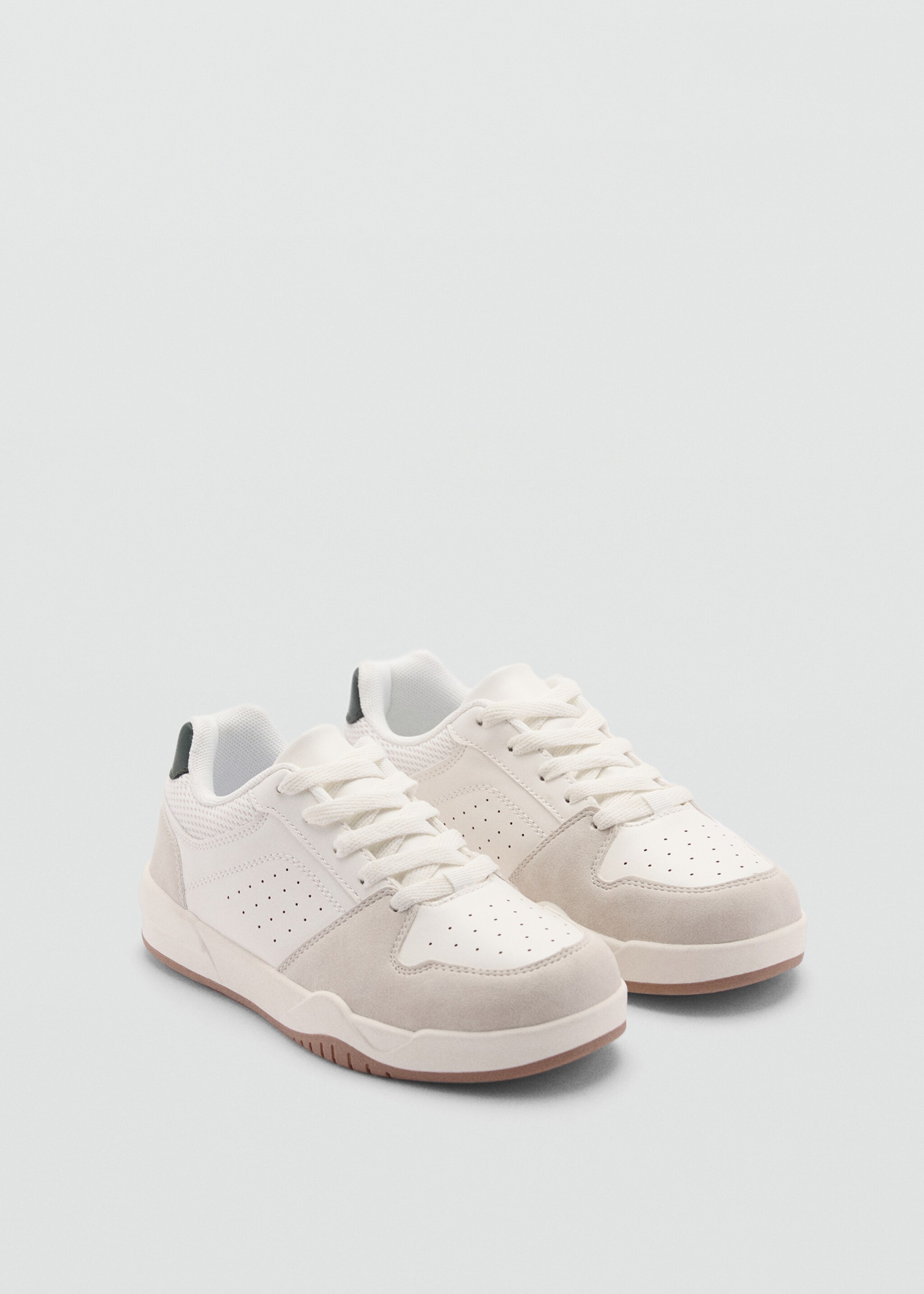 Leather mixed sneakers - Medium plane, White. Ref: 77014766-00.