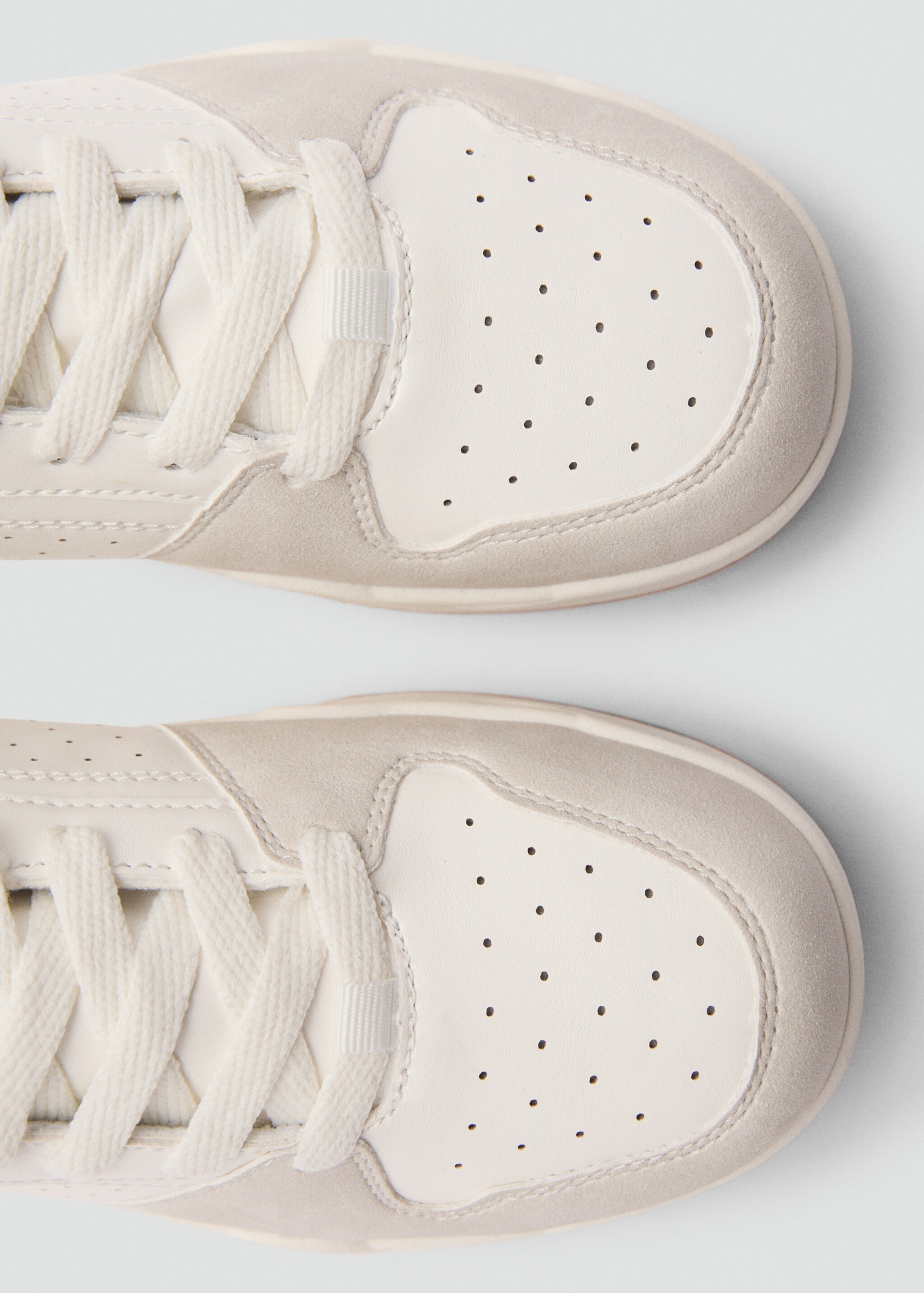 Leather mixed sneakers - Details of the article 1, White. Ref: 77014766-00.