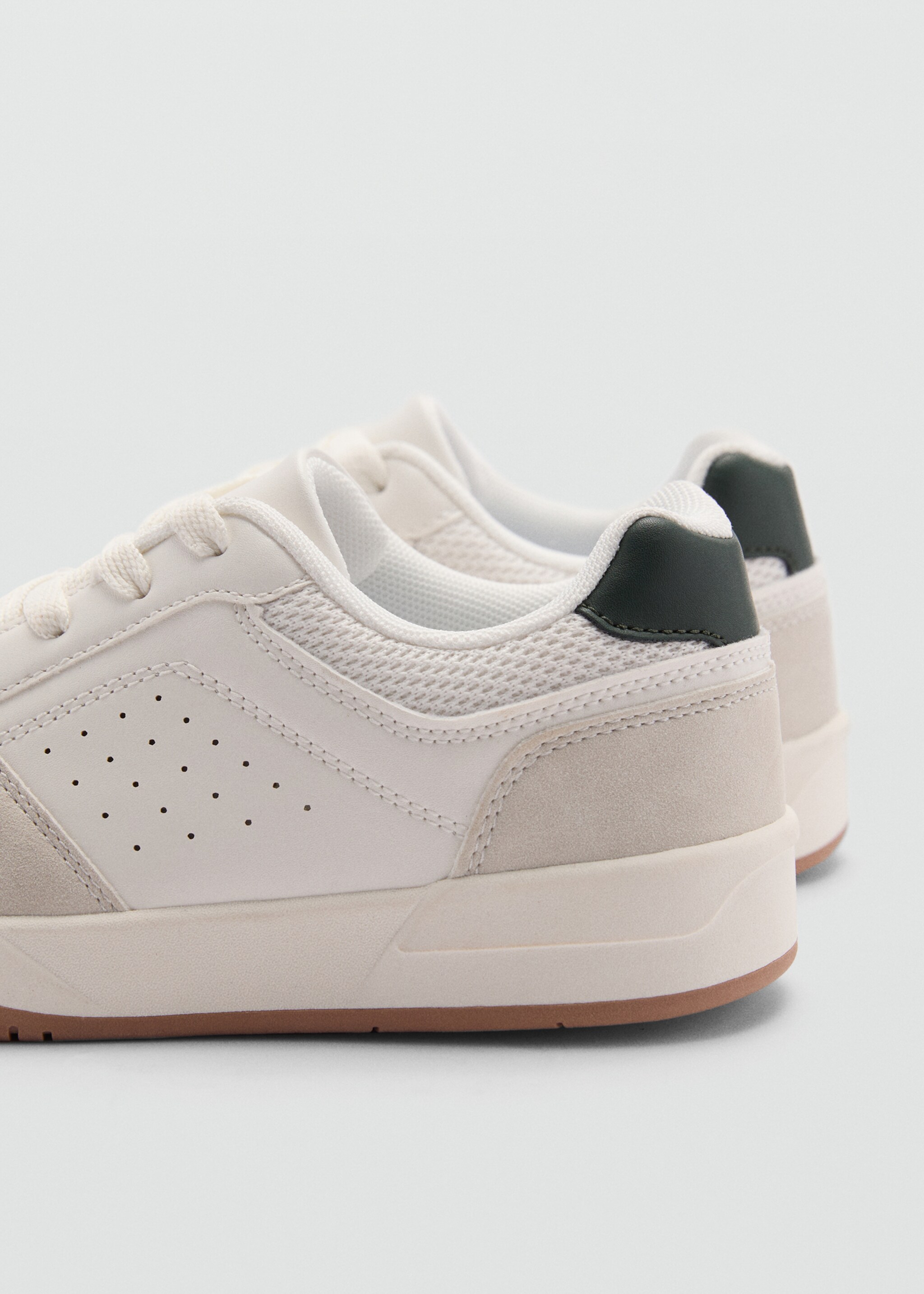 Leather mixed sneakers - Details of the article 2, White. Ref: 77014766-00.