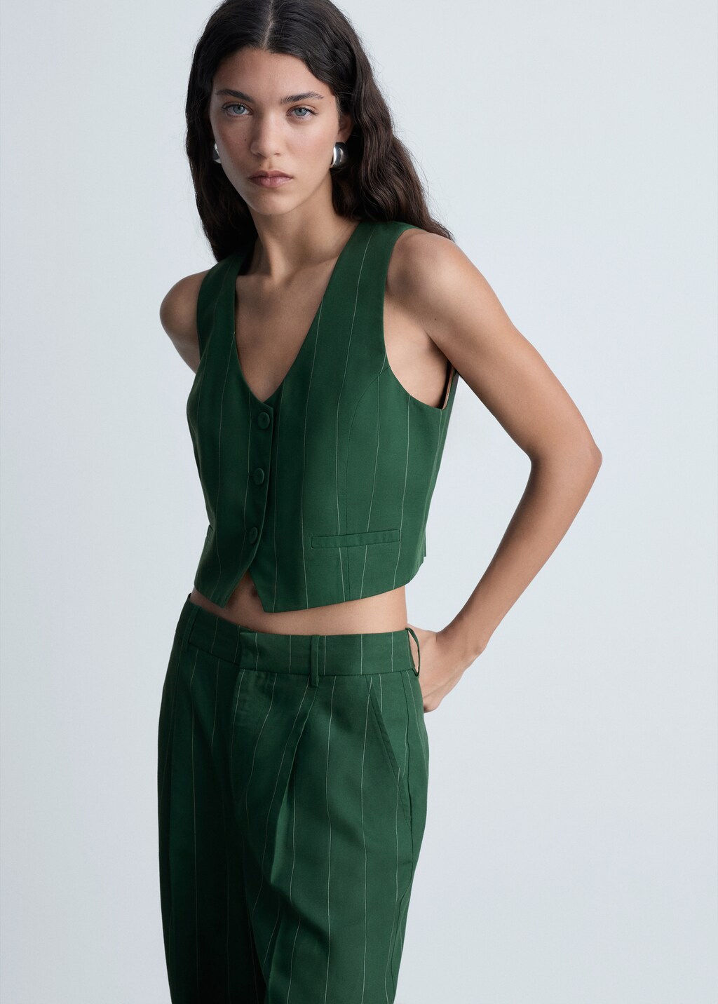 Pinstriped suit vest - Women | MANGO OUTLET USA